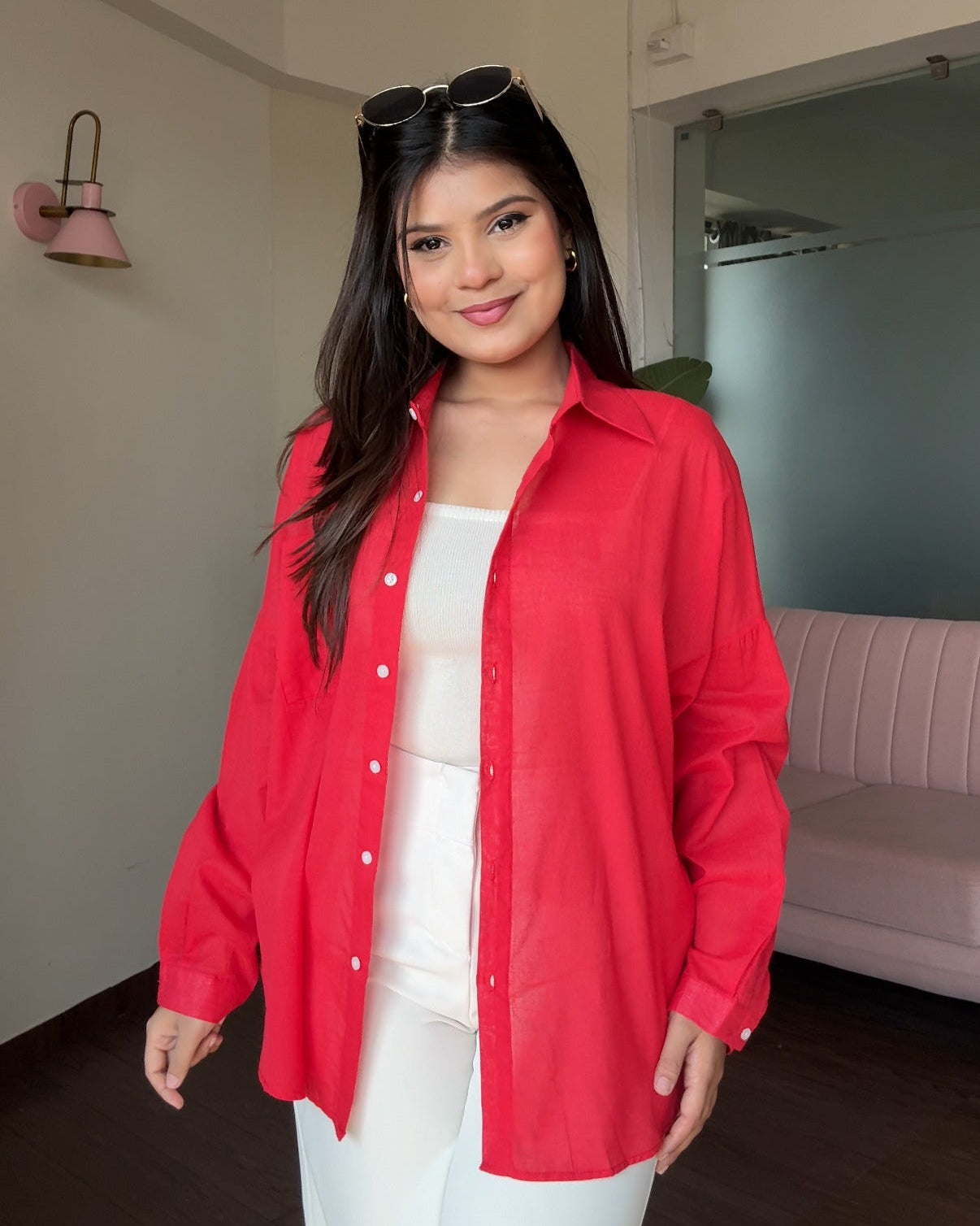 Cotton Lightweight Shirt With Cami Top