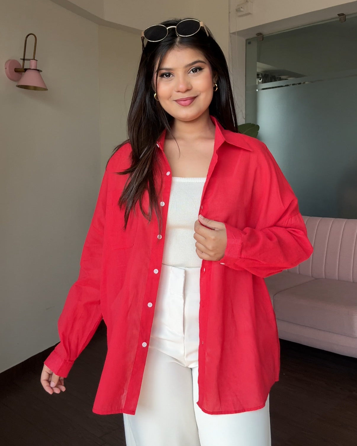 Cotton Lightweight Shirt With Cami Top