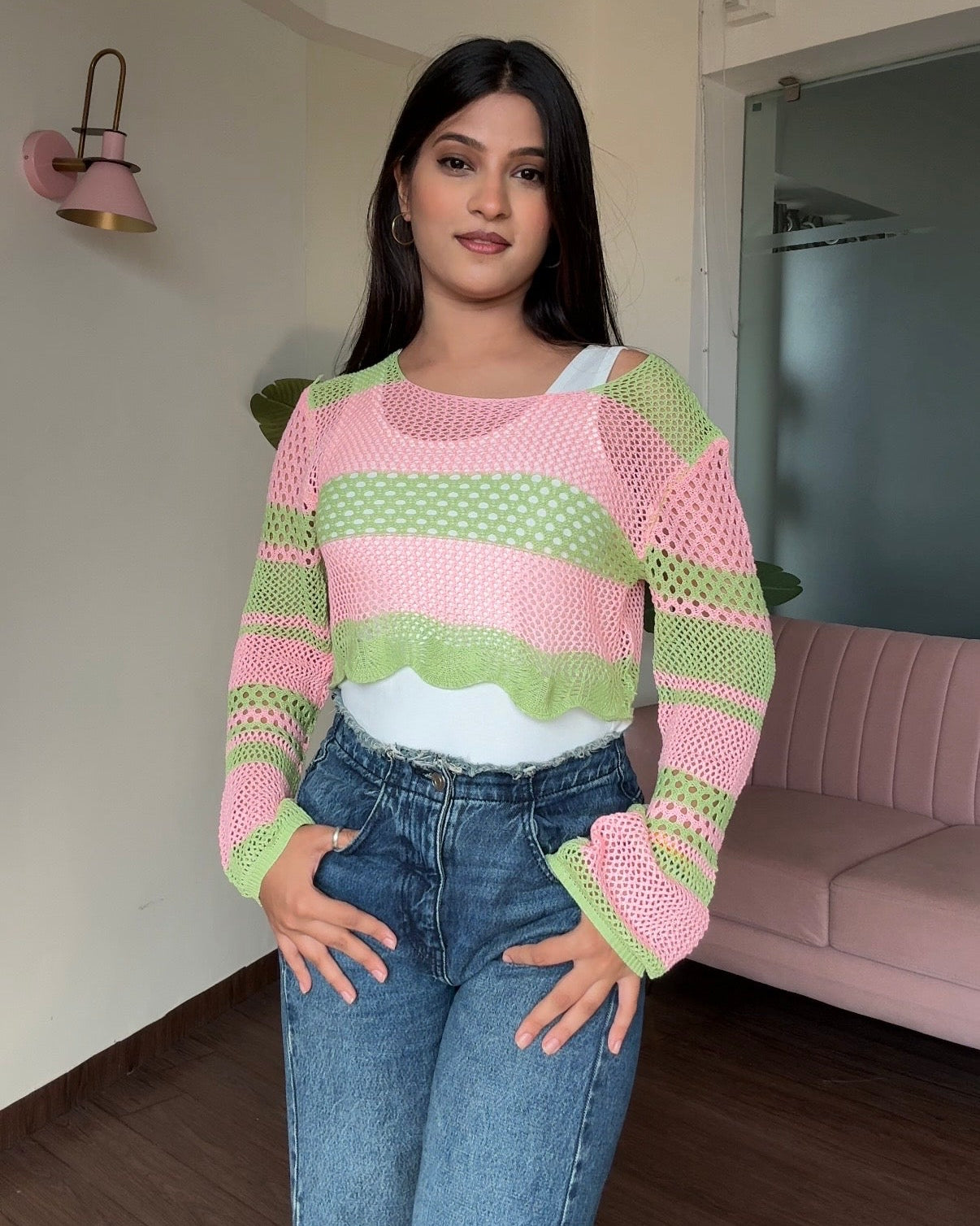 Crochet Color Block Pullover