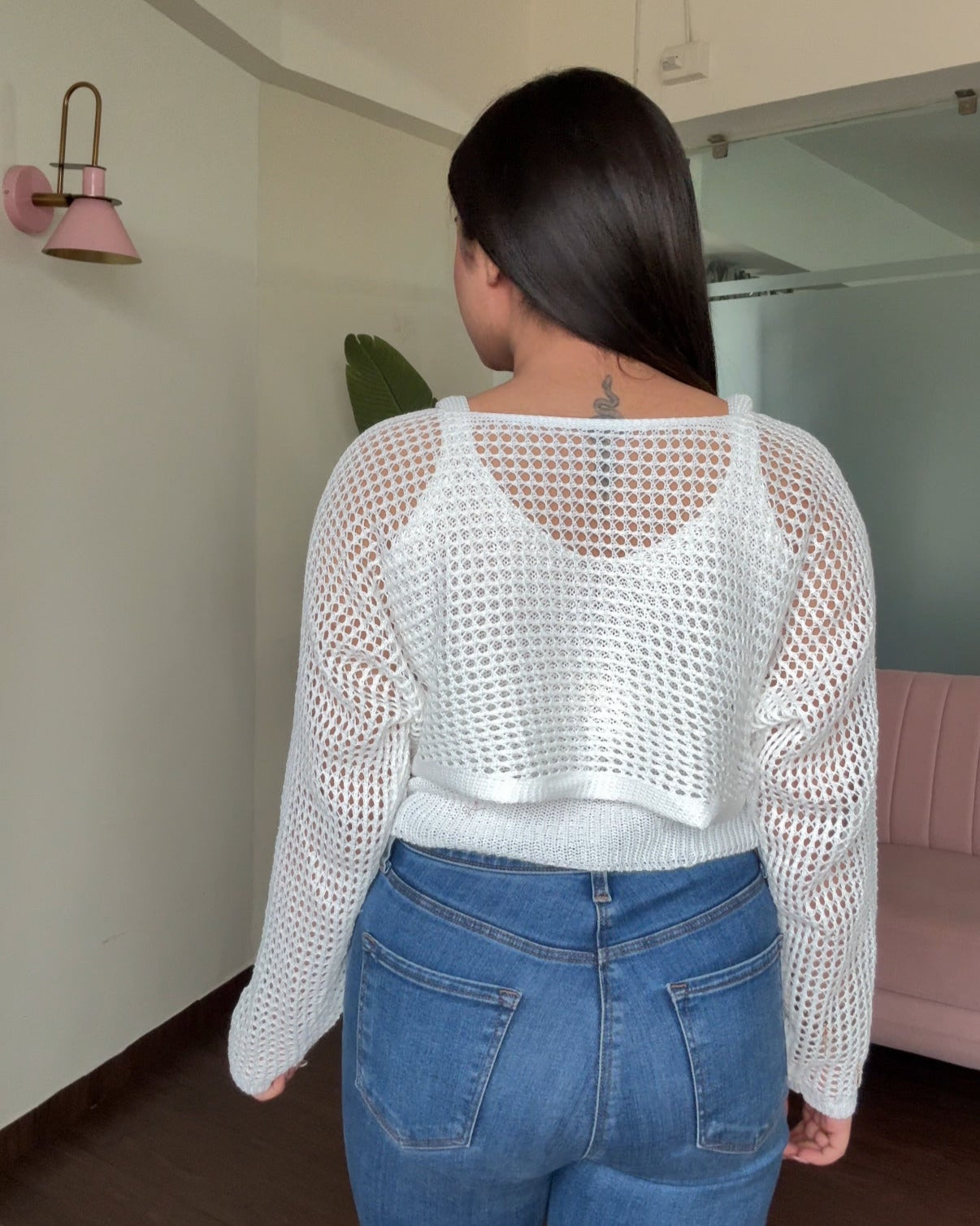 Crochet Relaxed Fit Top With Button Up Bolero