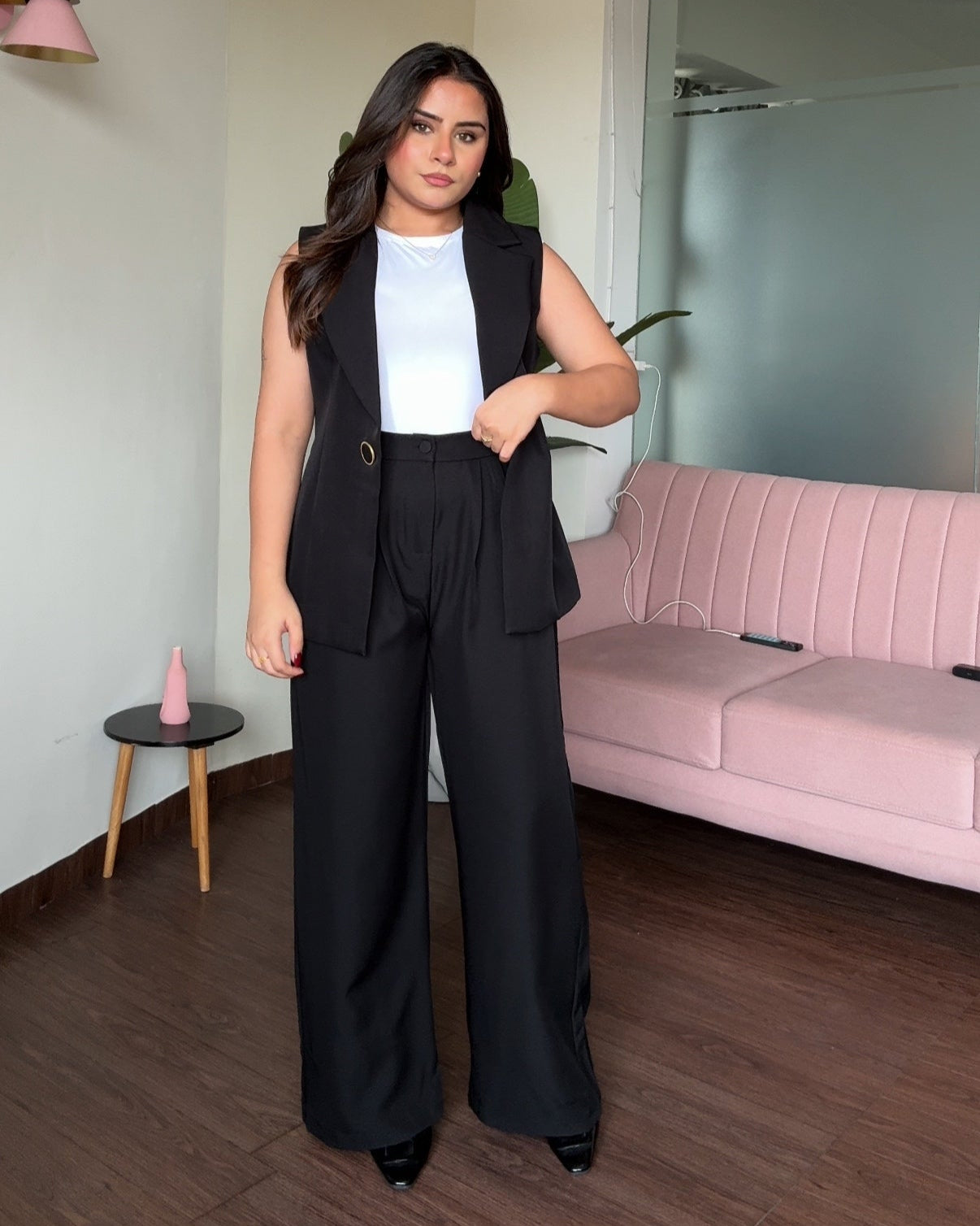 Cut Sleeve Blazer And Pant Set