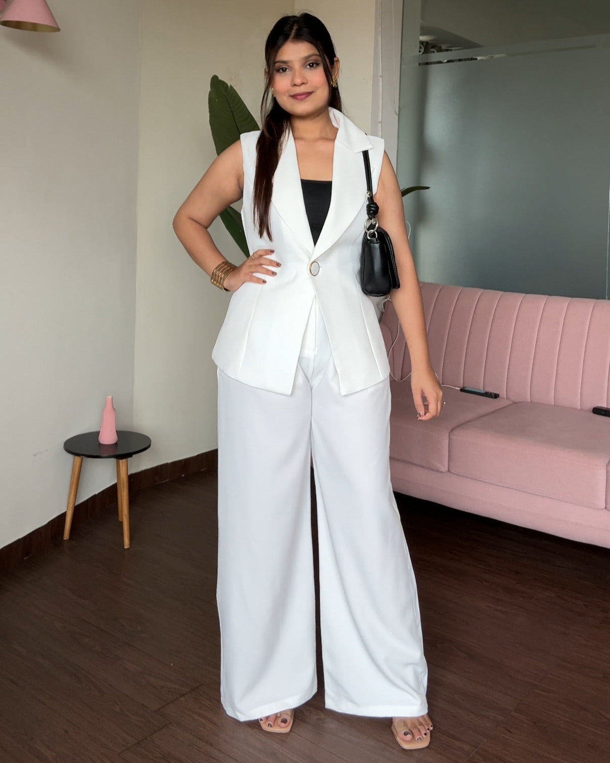 Cut Sleeve Blazer And Pant Set