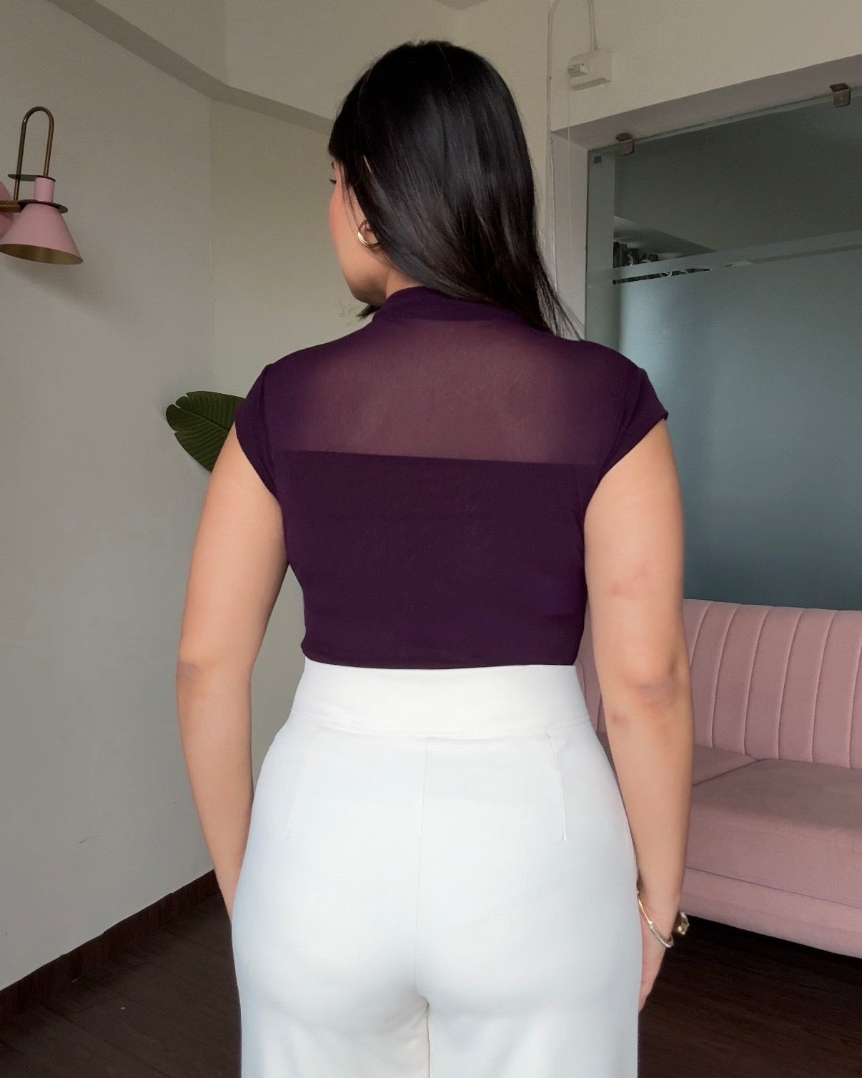 Cut Sleeve Mesh Detailing Top