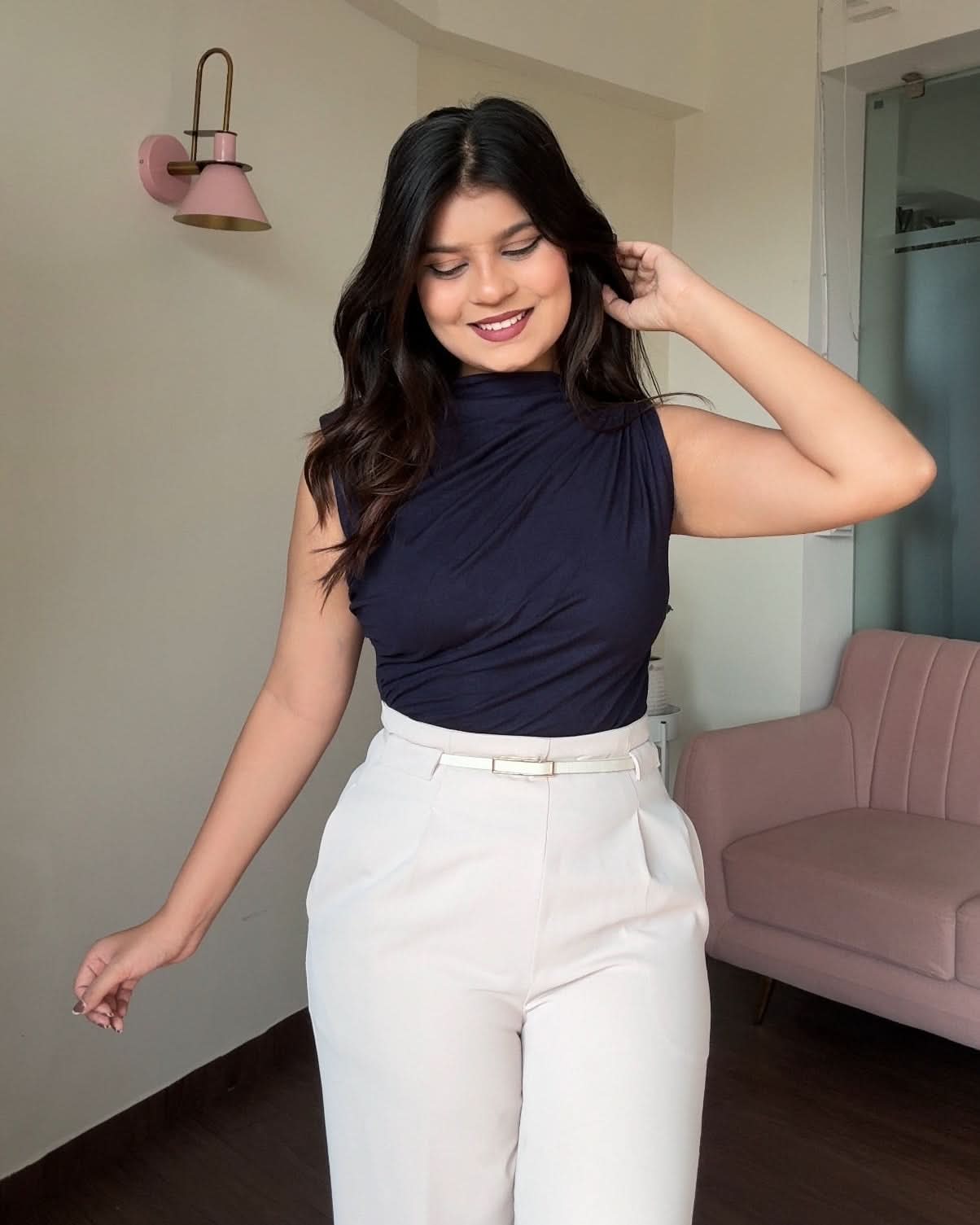 Cut Sleeves Draped Top