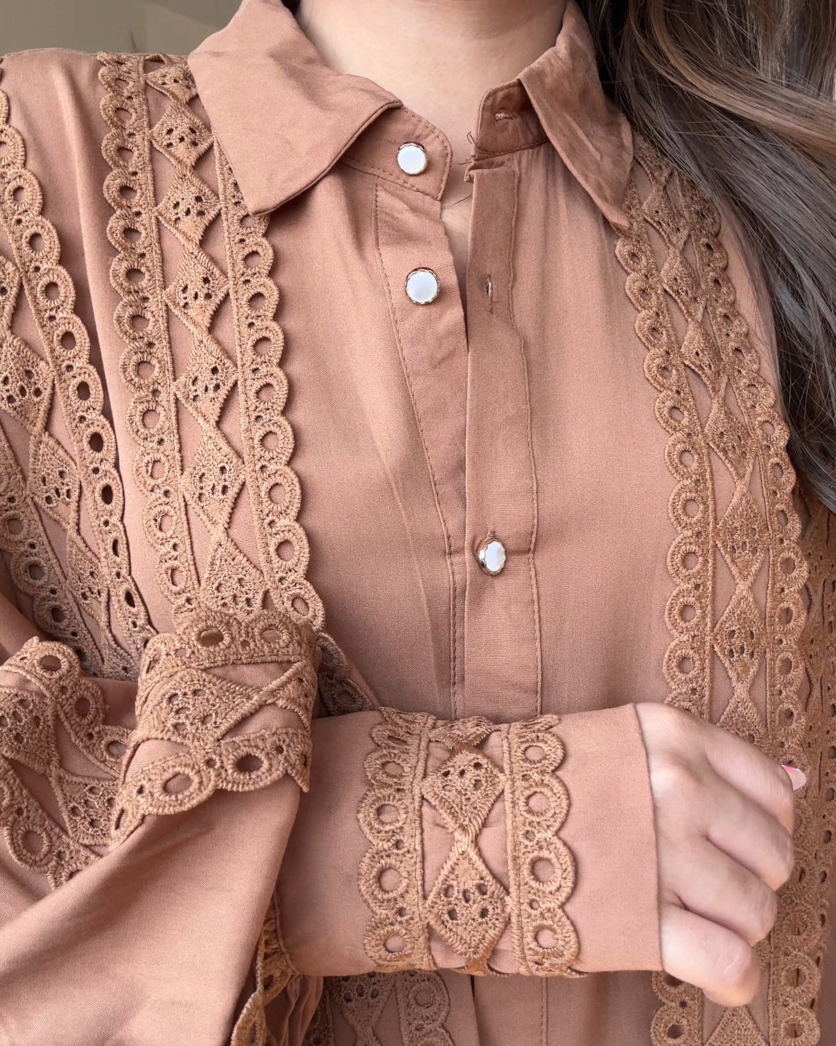 Cut Work Lace Detailing Baggy Fit Cotton Co-ord Set