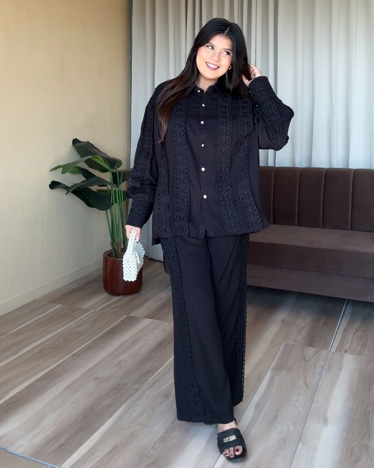 Cut Work Lace Detailing Baggy Fit Cotton Co-ord Set