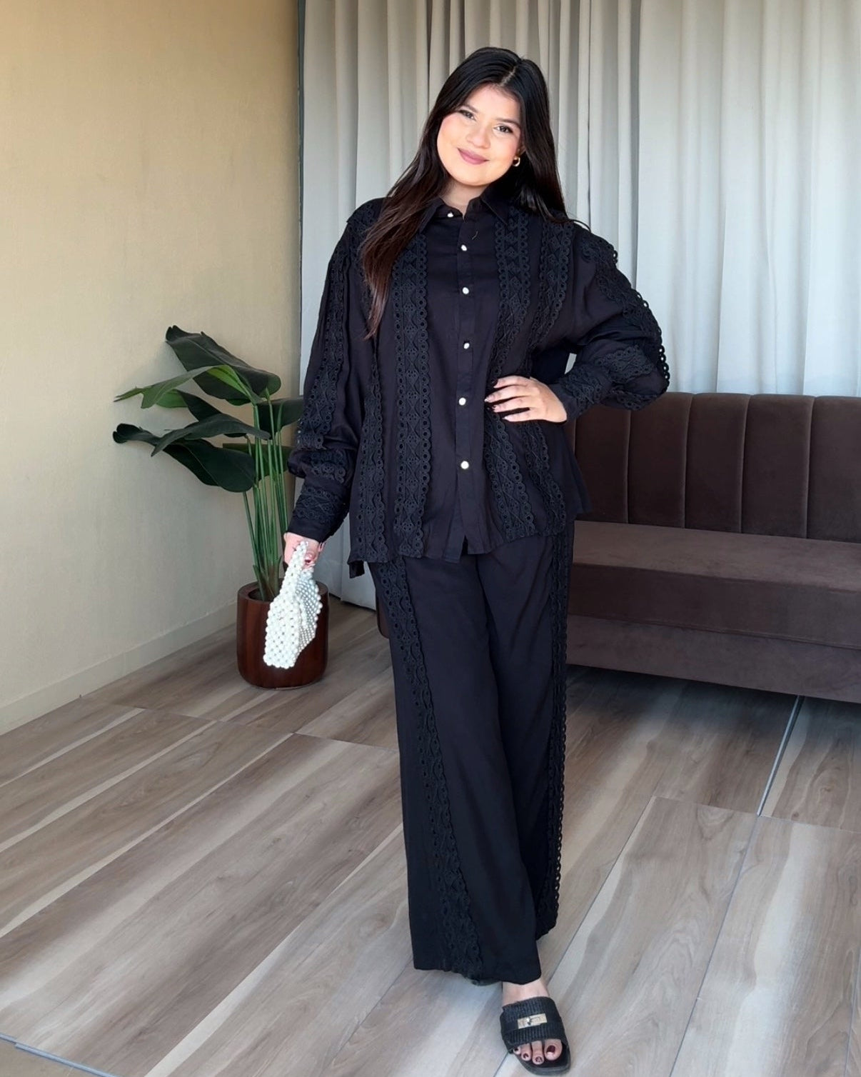 Cut Work Lace Detailing Baggy Fit Cotton Co-ord Set