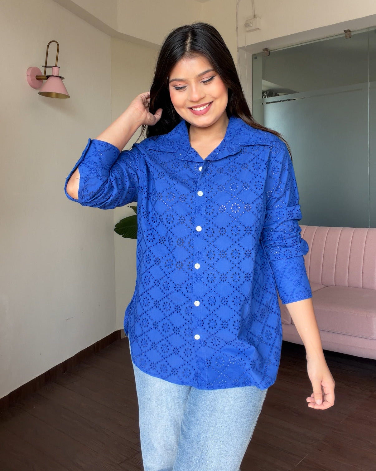 Cut Work Relaxed Fit Summer Shirt