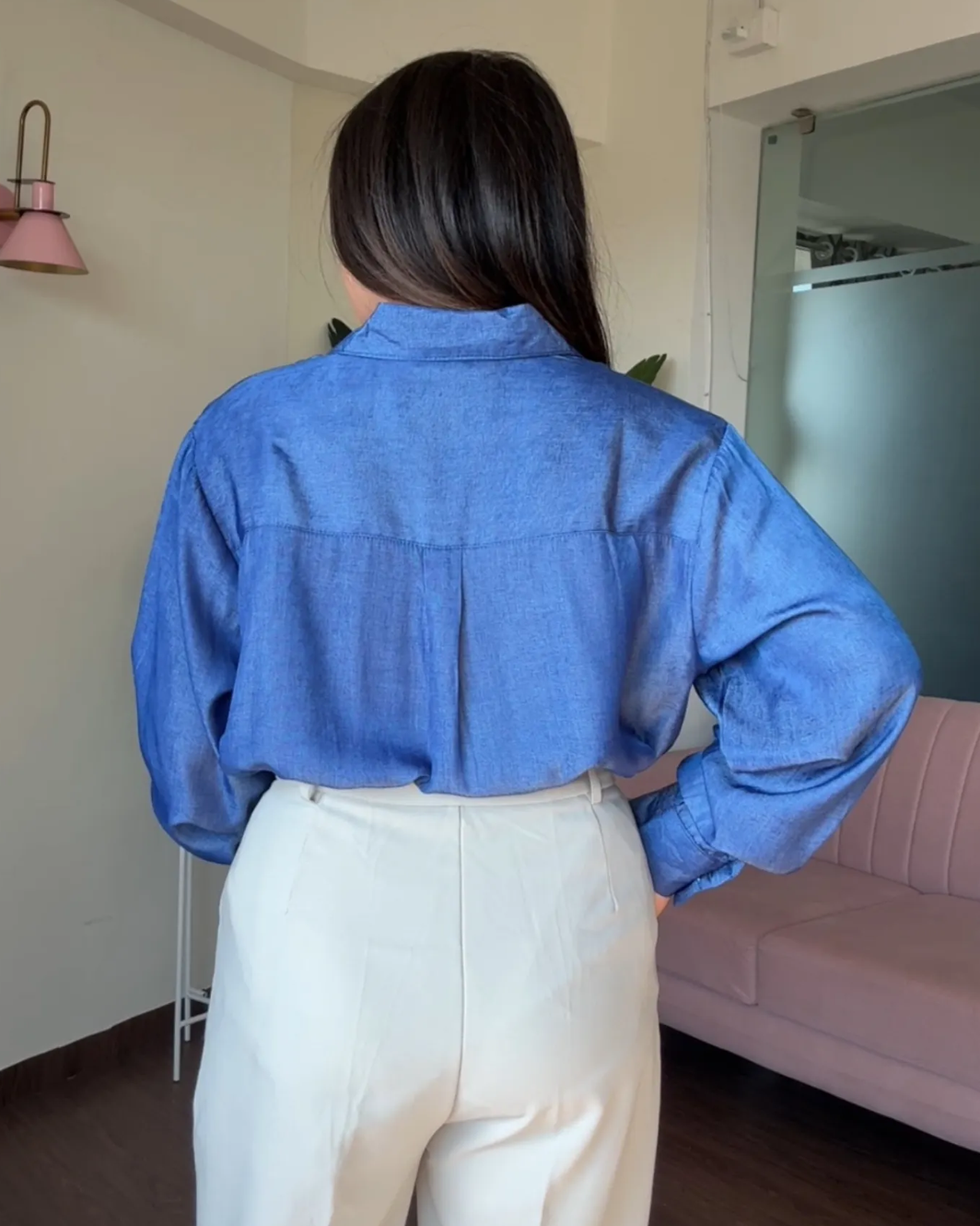Denim Multicolor Embroidery Shirt