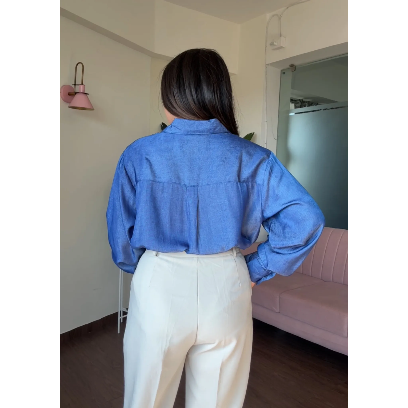Denim Multicolor Embroidery Shirt