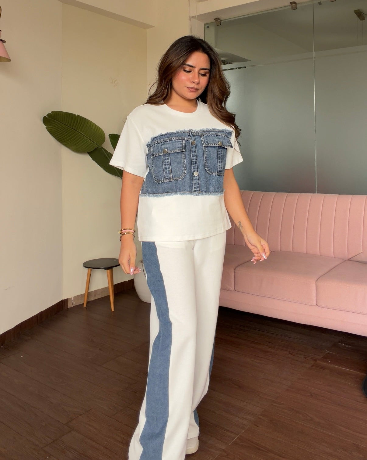 Denim Patchwork T-Shirt Co-ord Set
