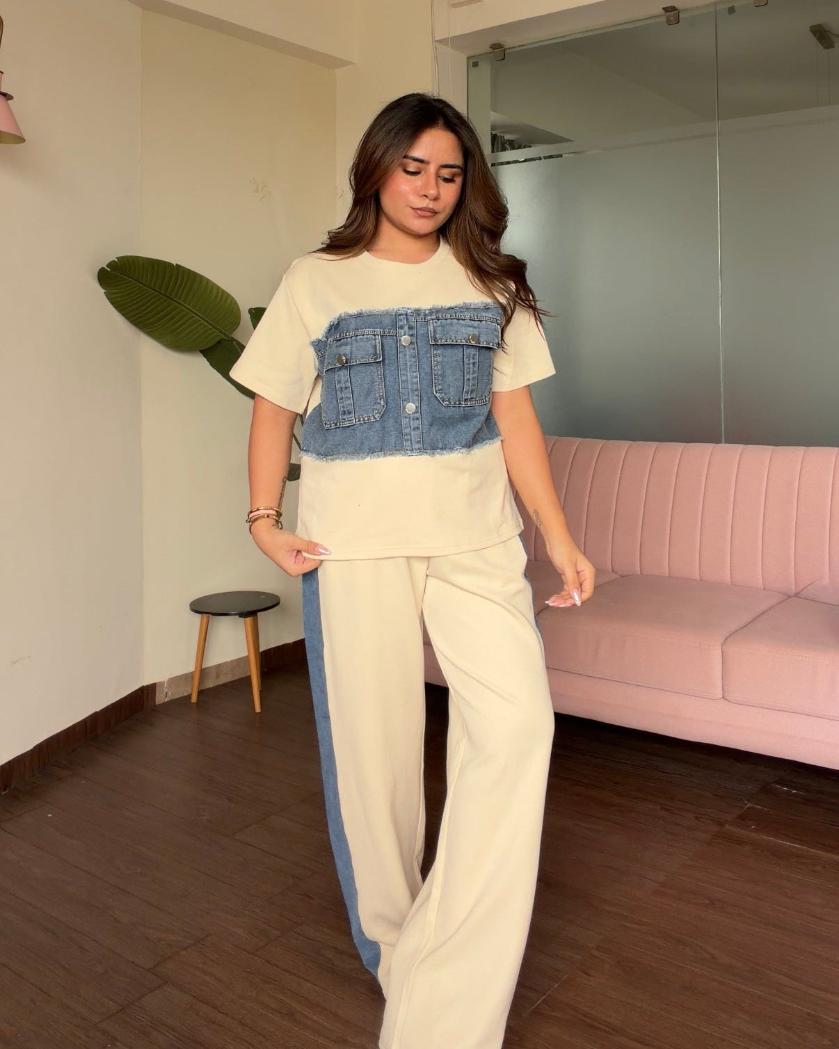 Denim Patchwork T-Shirt Co-ord Set