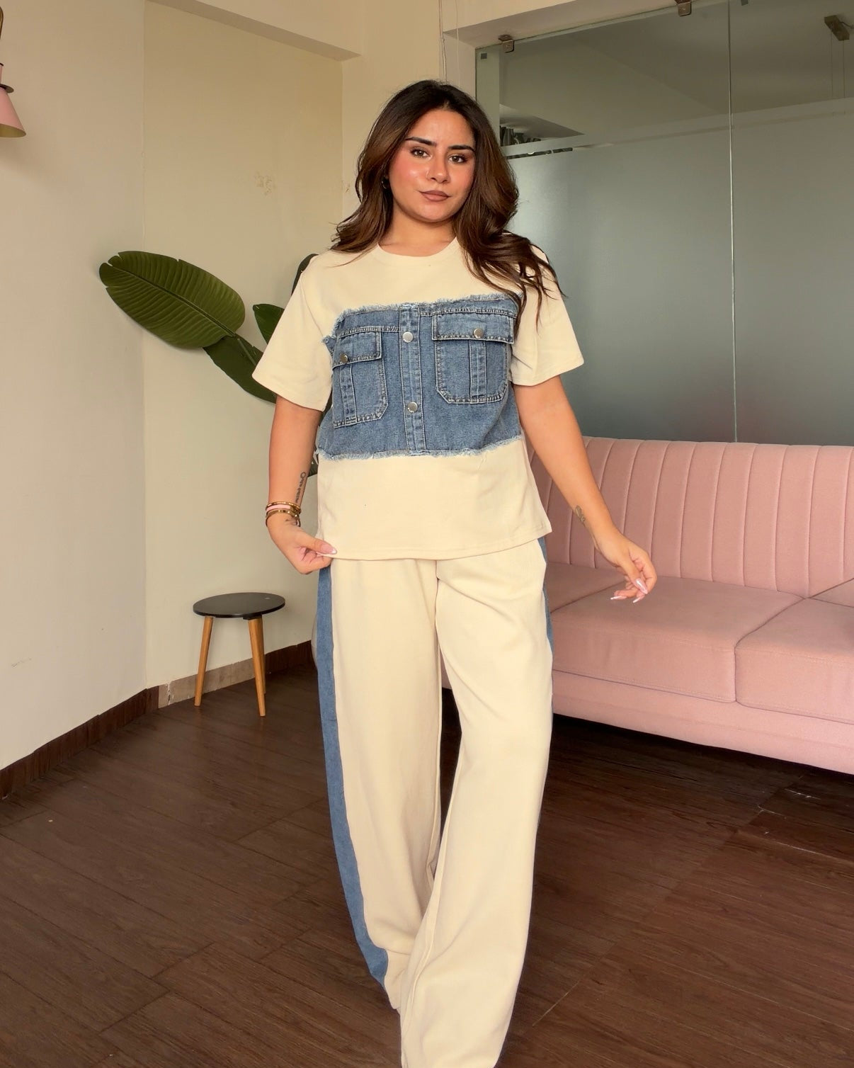 Denim Patchwork T-Shirt Co-ord Set