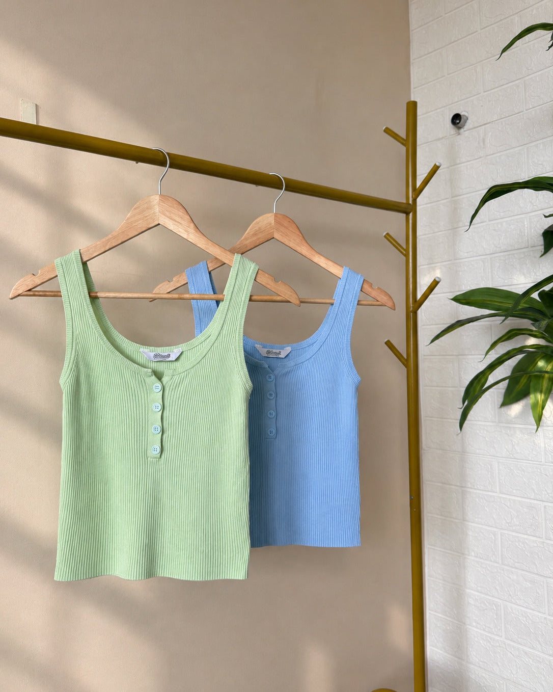 Premium Square Neck Button Up Light  Weight Cami Top Bundle ( Pack Of 2 )