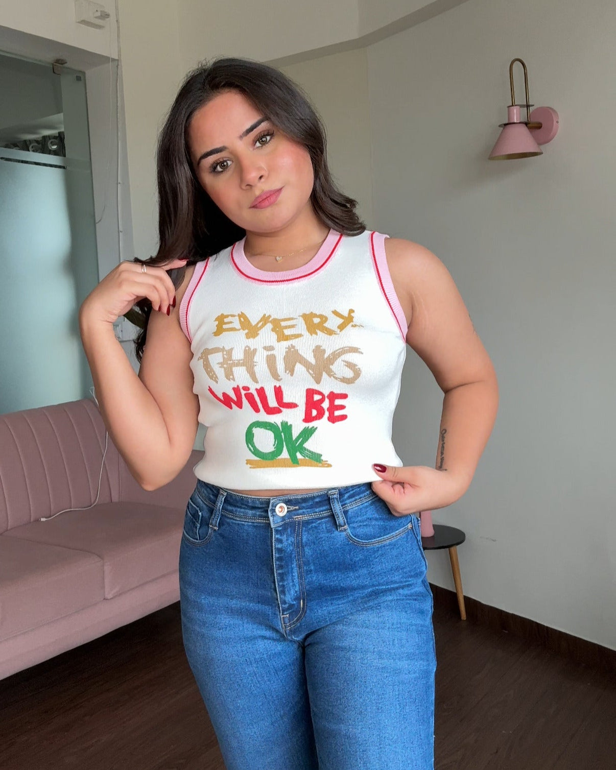 Everything Will Be Ok Crew Neck Tank Top