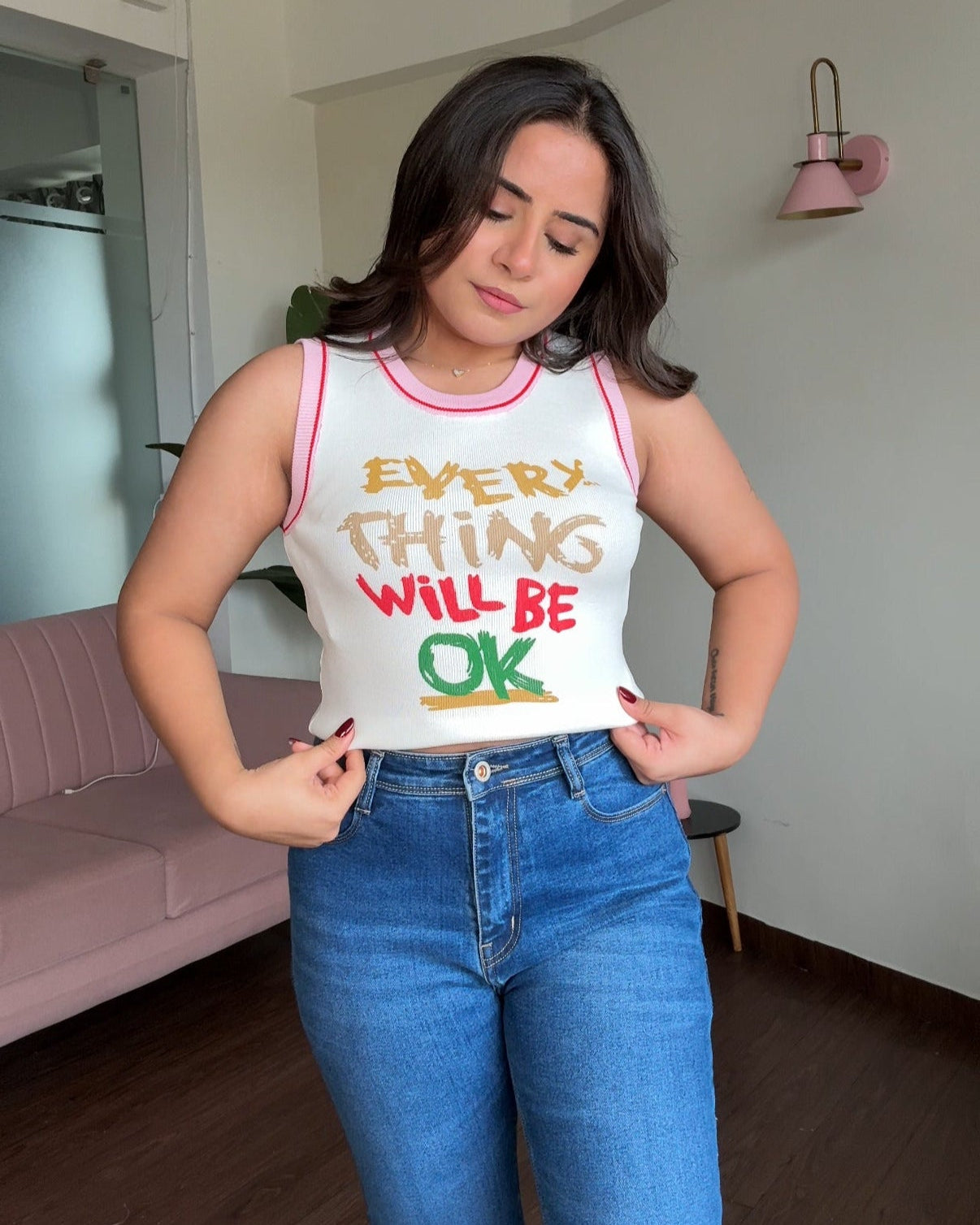 Everything Will Be Ok Crew Neck Tank Top