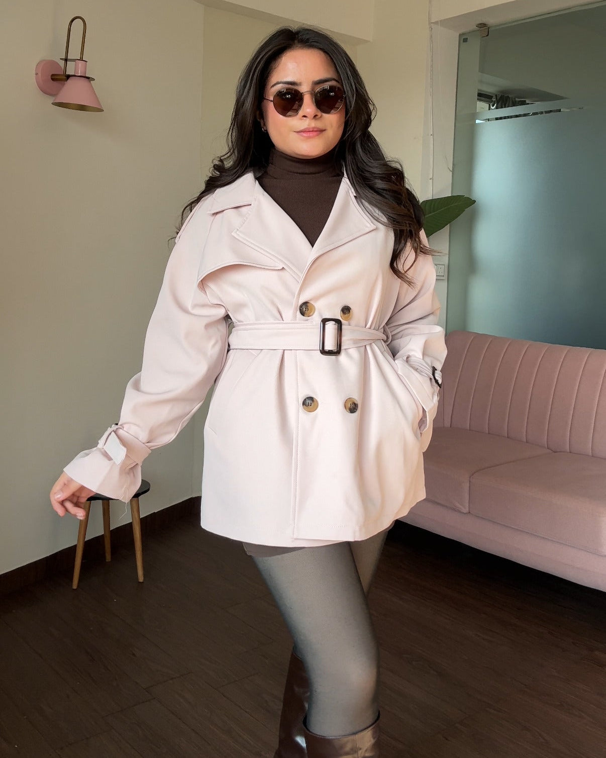 Fit And Flared Mini Trench Coat