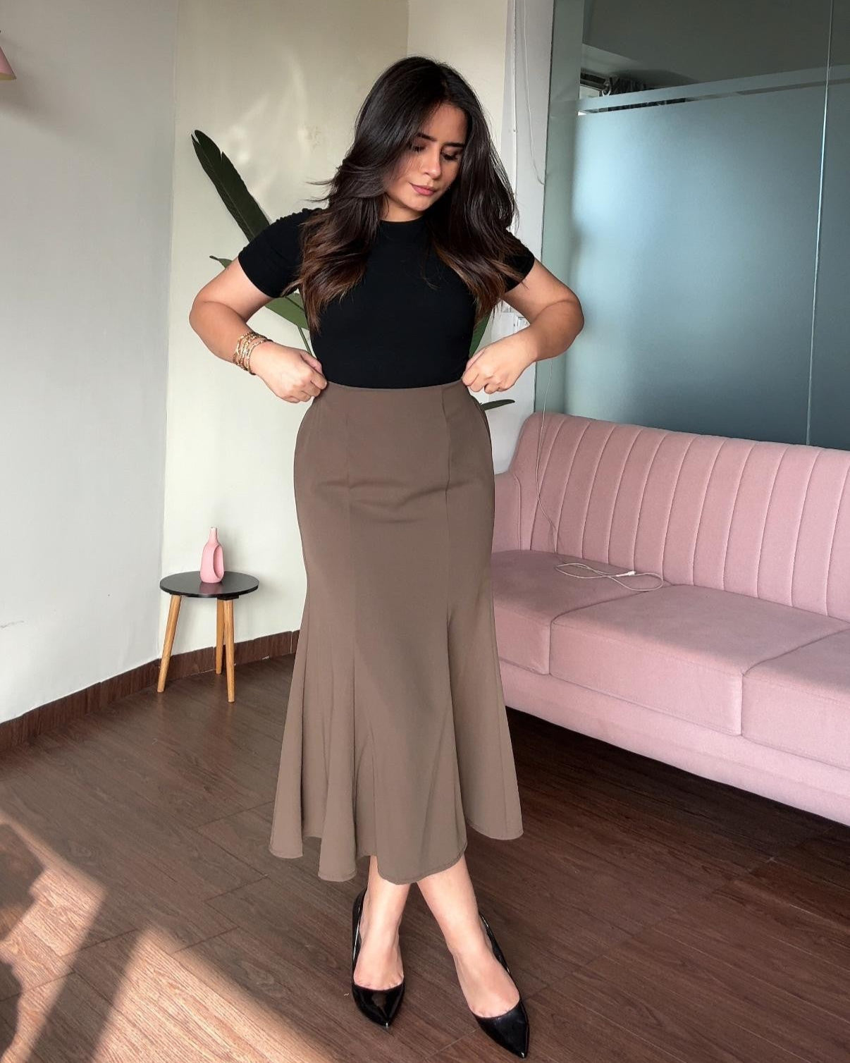 Fitted Mermaid Midi Skirt