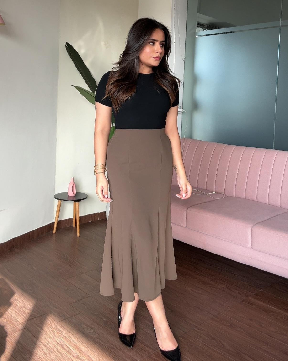 Fitted Mermaid Midi Skirt