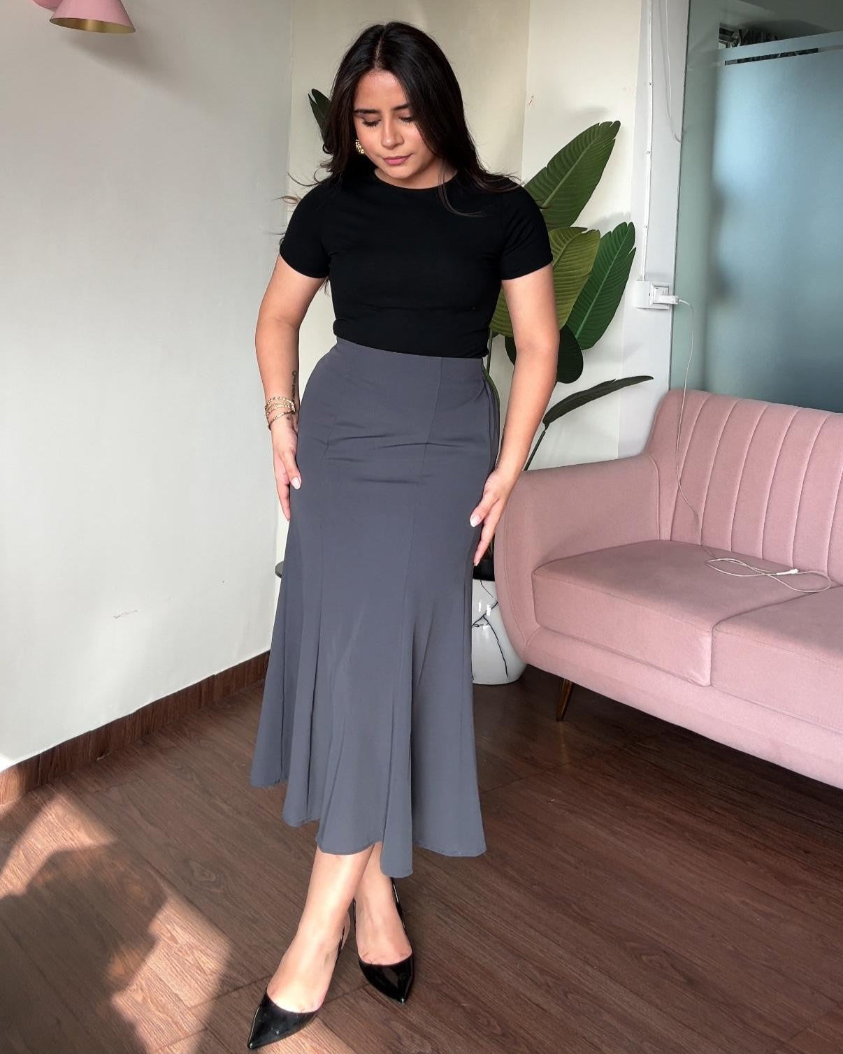 Fitted Mermaid Midi Skirt