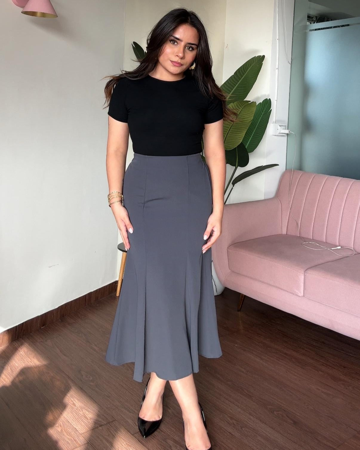 Fitted Mermaid Midi Skirt