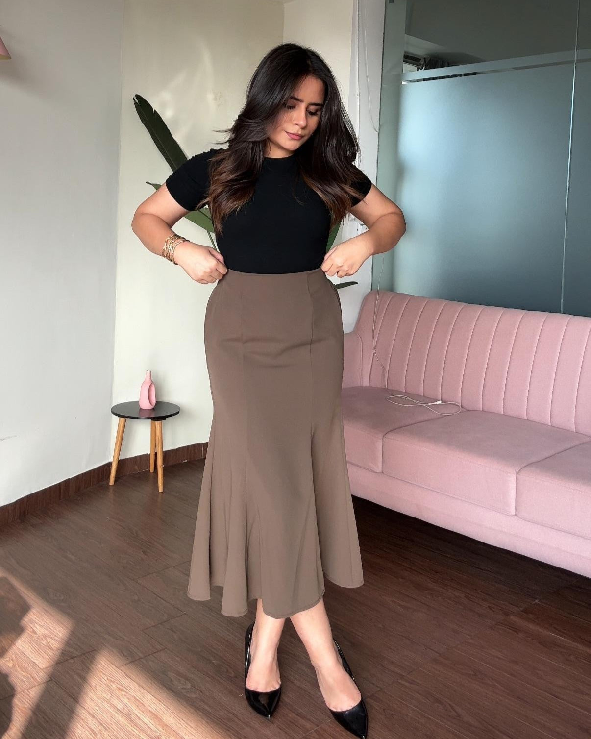 Fitted Mermaid Midi Skirt