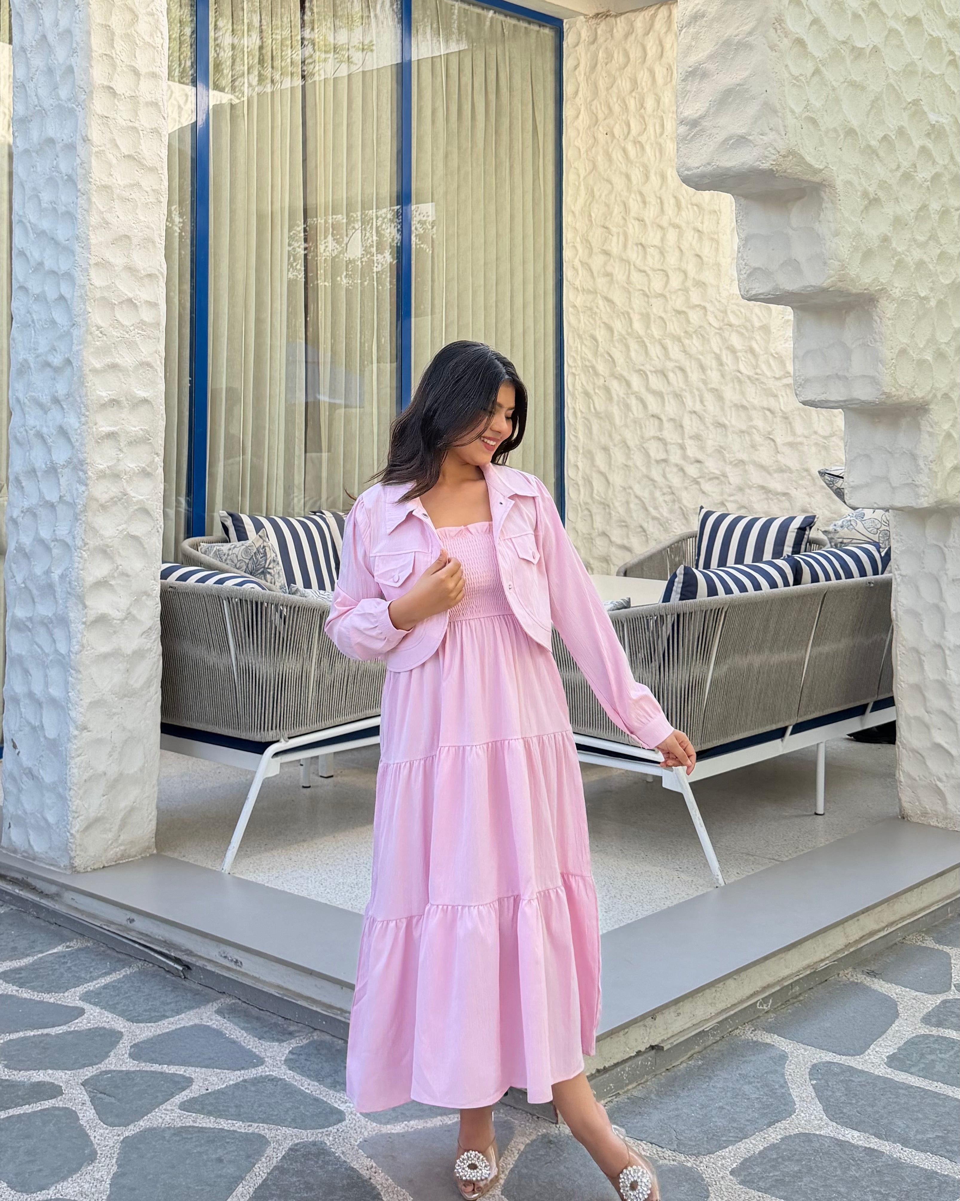 Flared Midi Summer Dress With Shrug