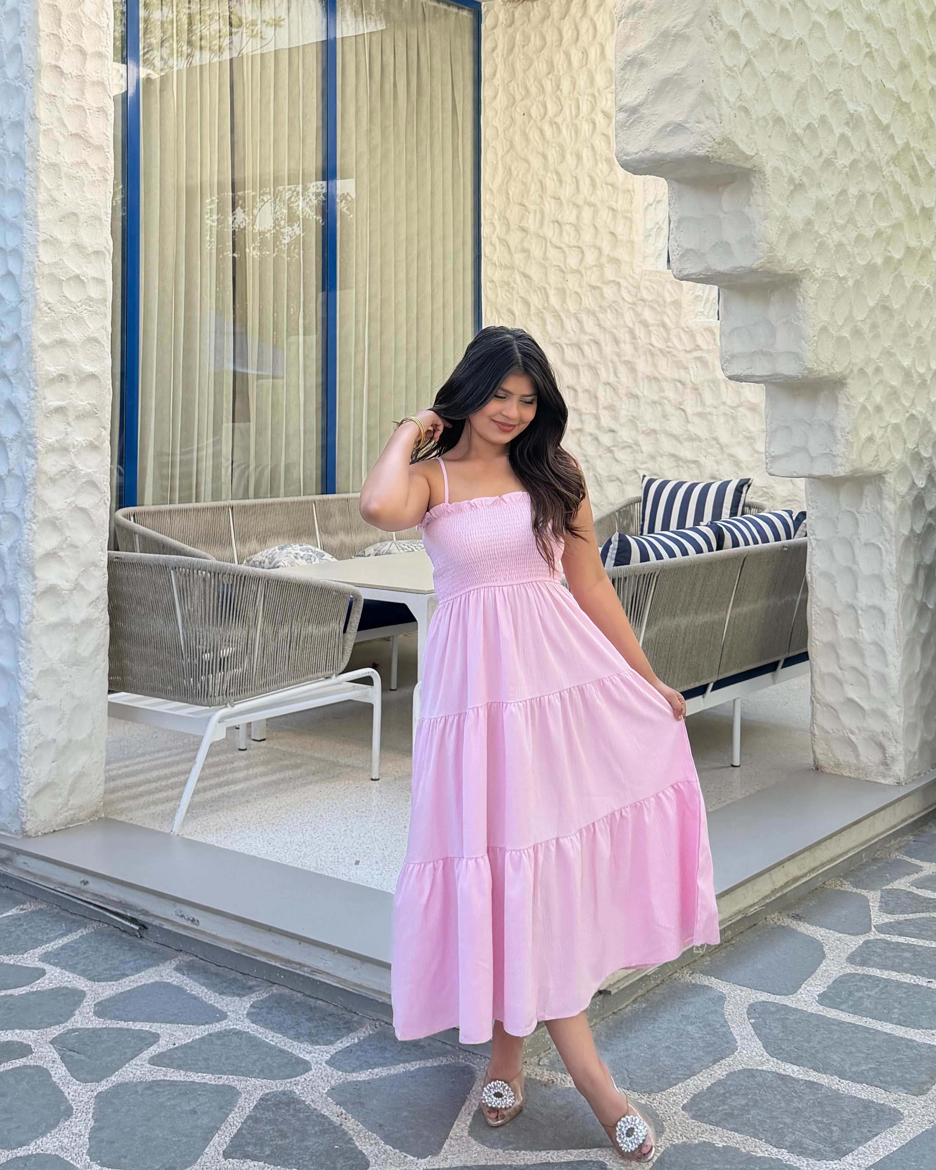 Flared Midi Summer Dress With Shrug