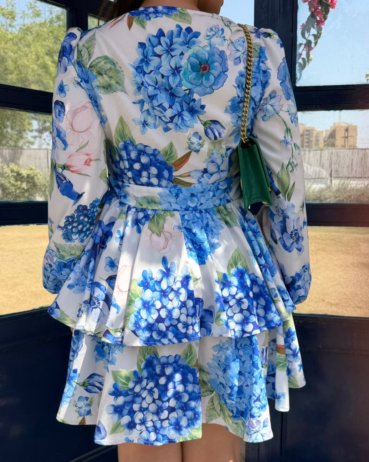 Floral Blue Layered Mini Dress