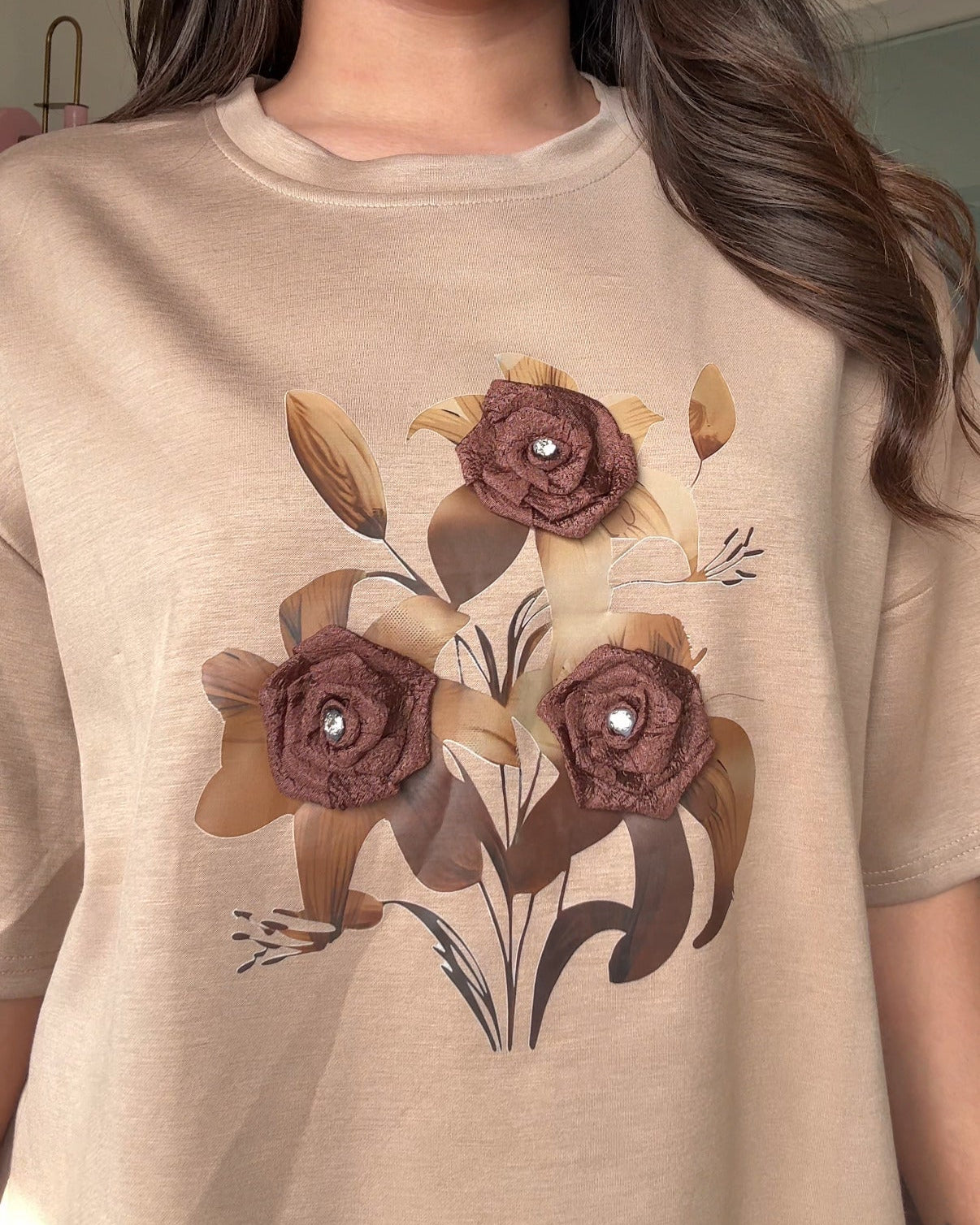 Floral Embellished Oversized Tee