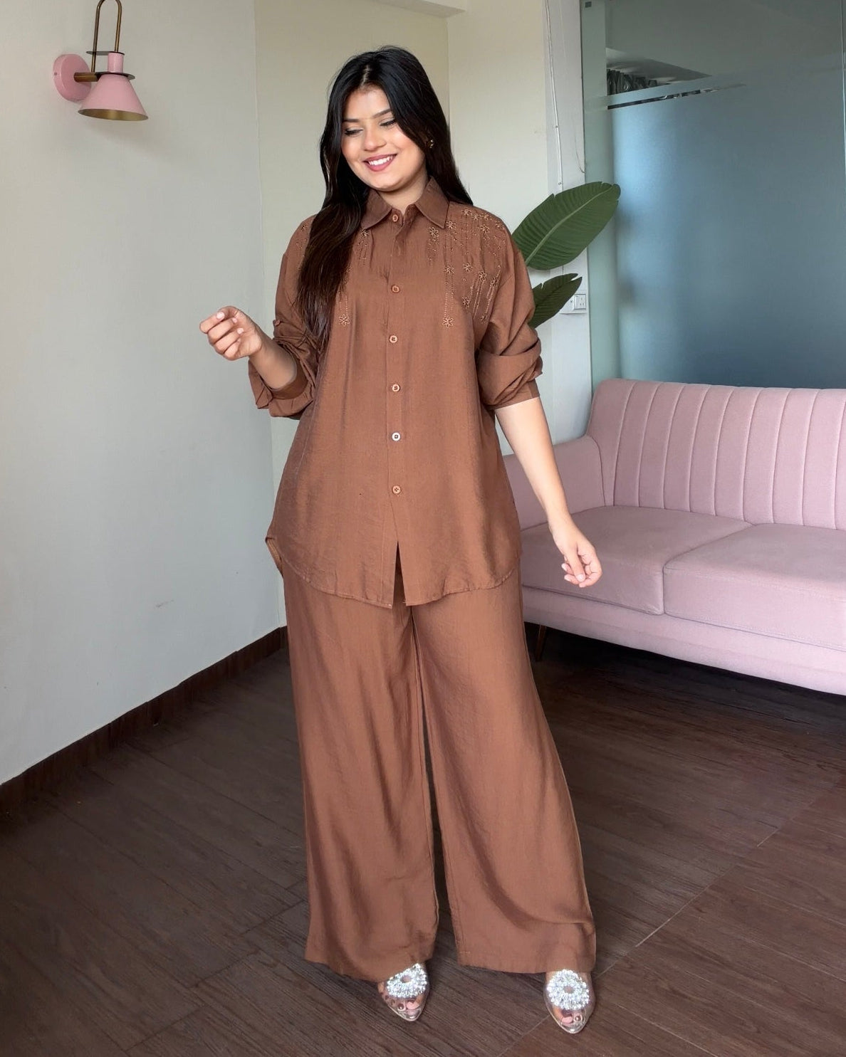 Floral Embroidered Relaxed Fit Summer Co-ord Set