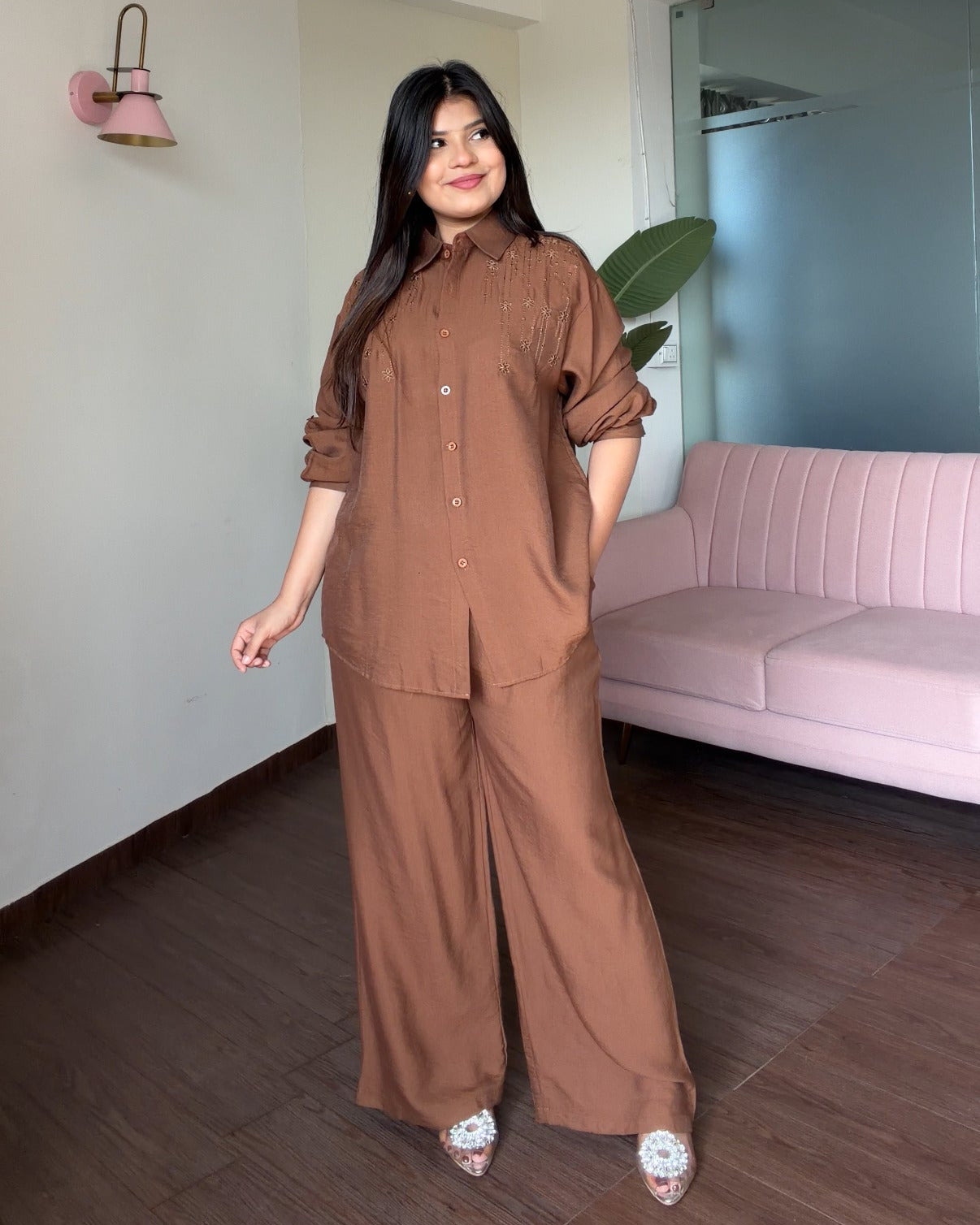Floral Embroidered Relaxed Fit Summer Co-ord Set
