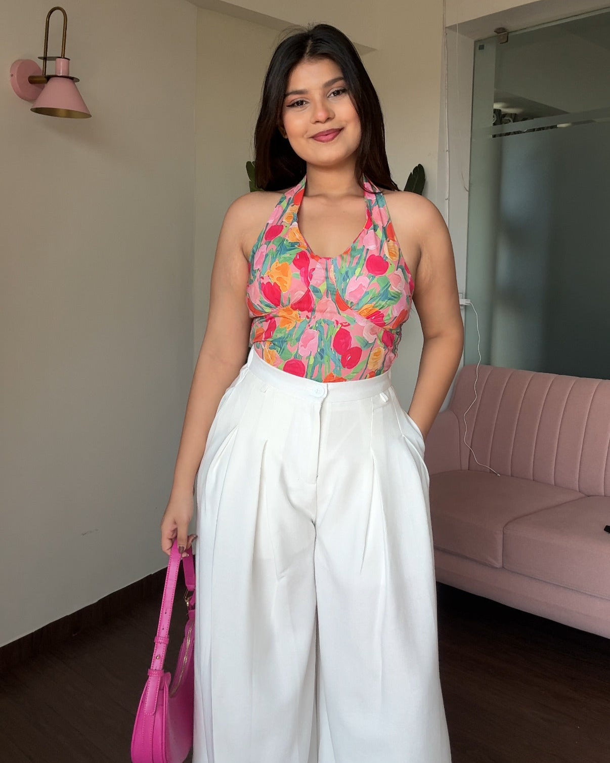 Floral Padded Halter Neck Top