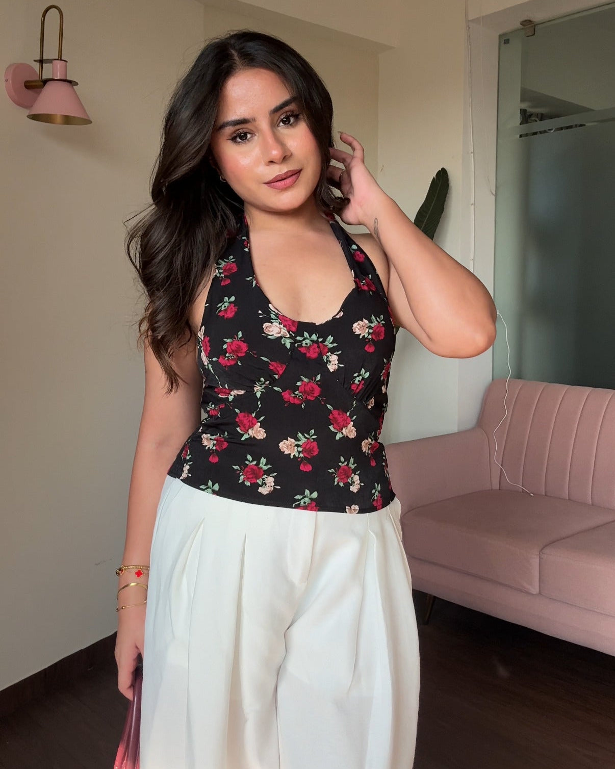 Floral Padded Halter Neck Top