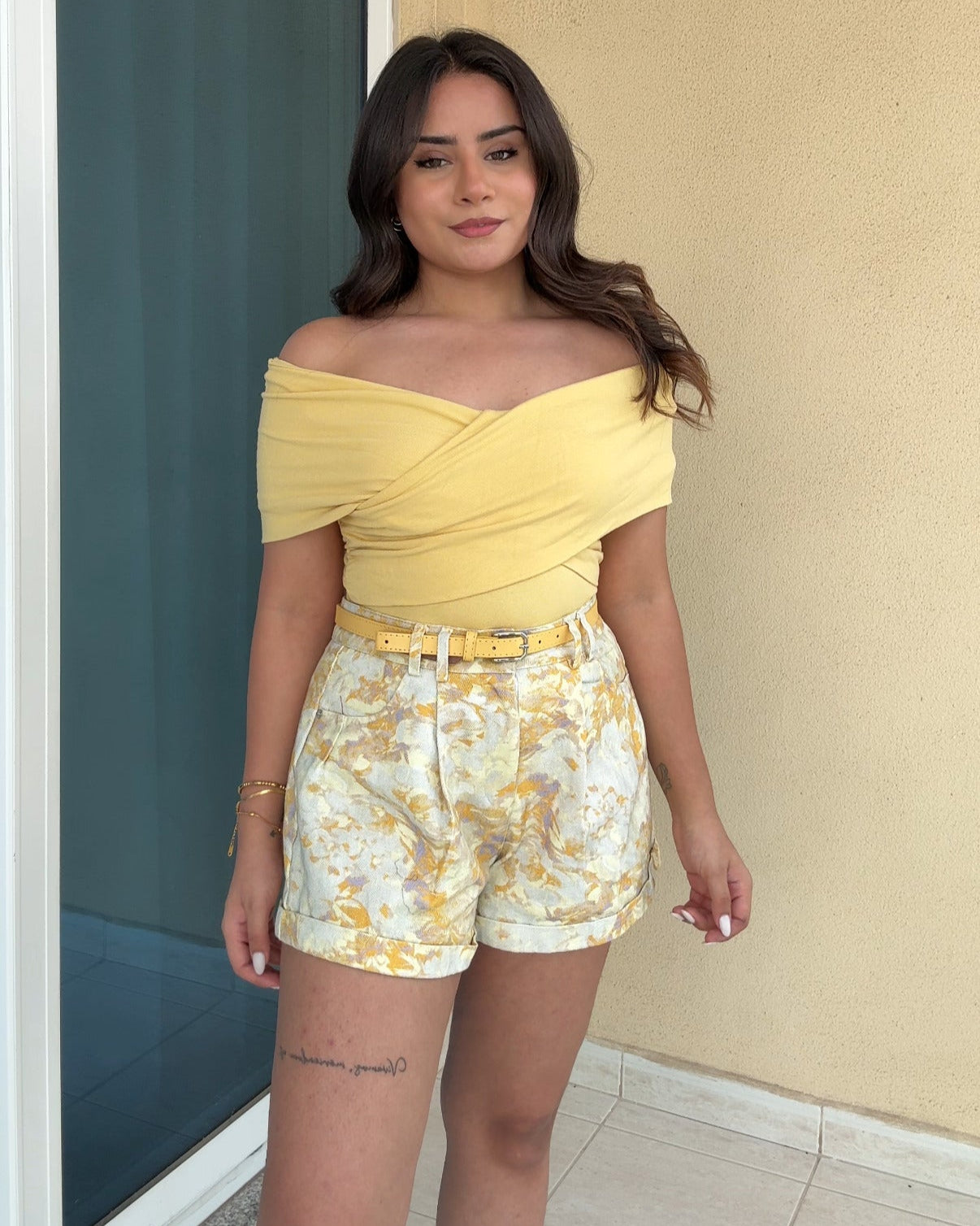Floral Printed Shorts With Belt