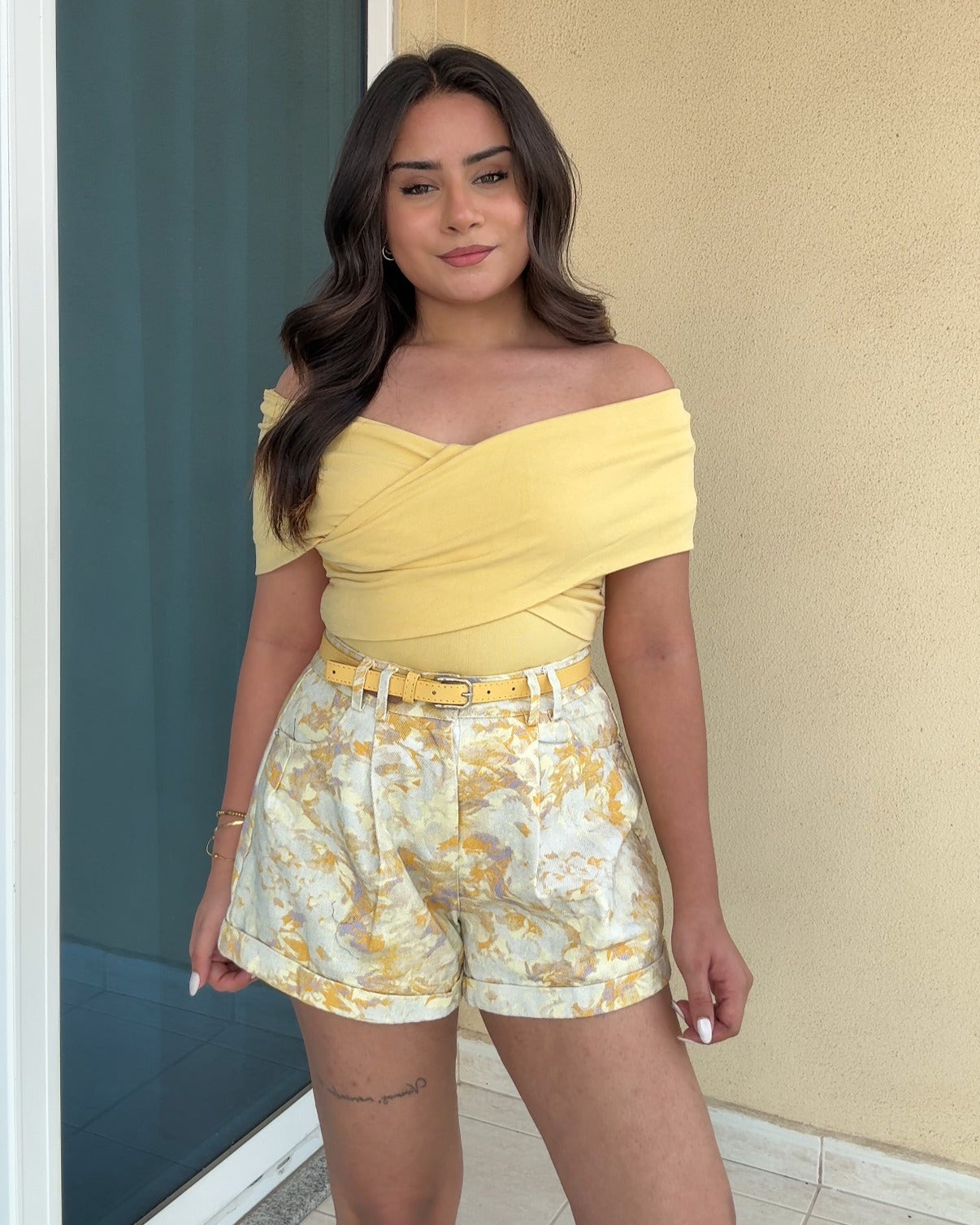 Floral Printed Shorts With Belt