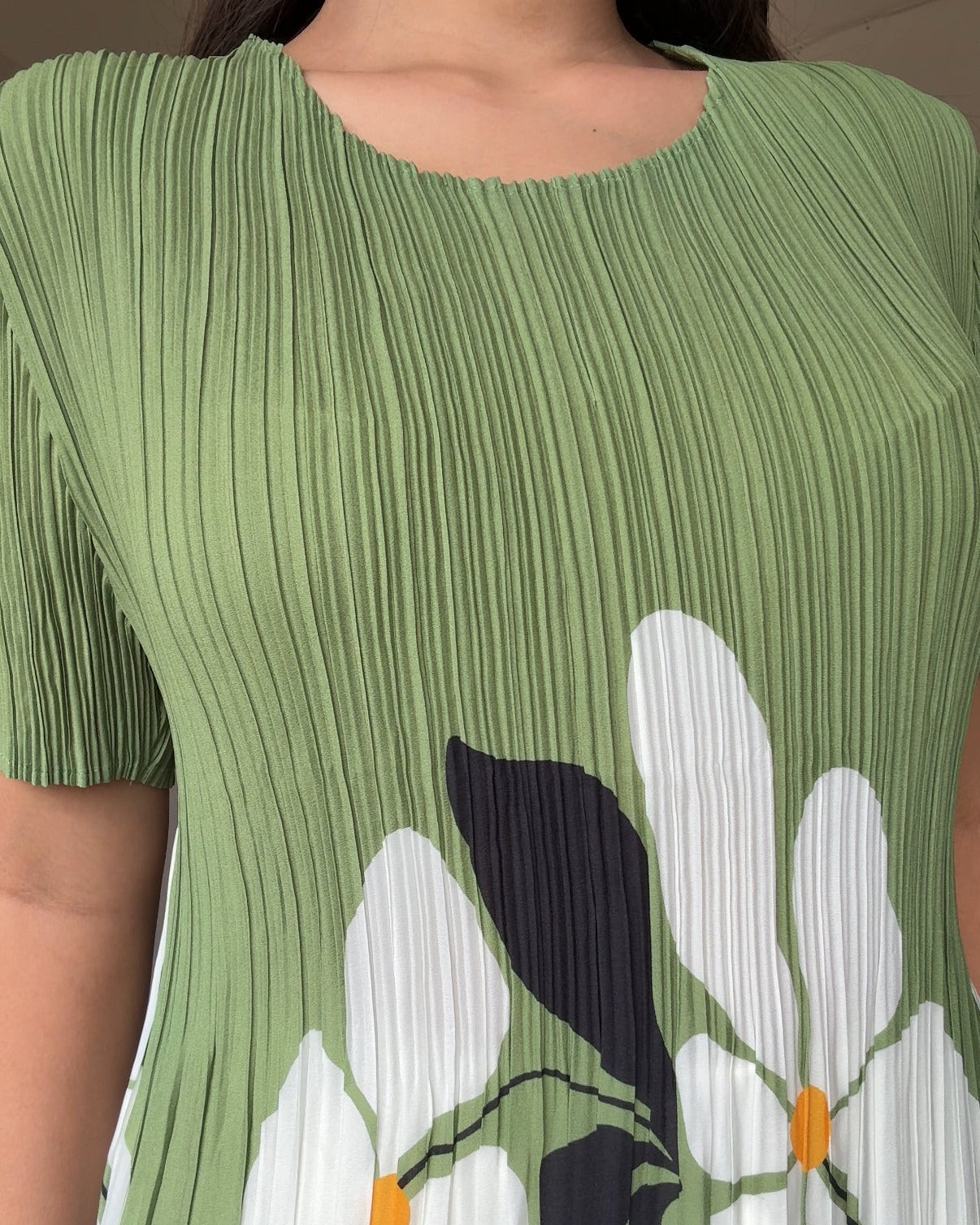 Free Size Pleated Fabric Peplum Top With Floral Detailing