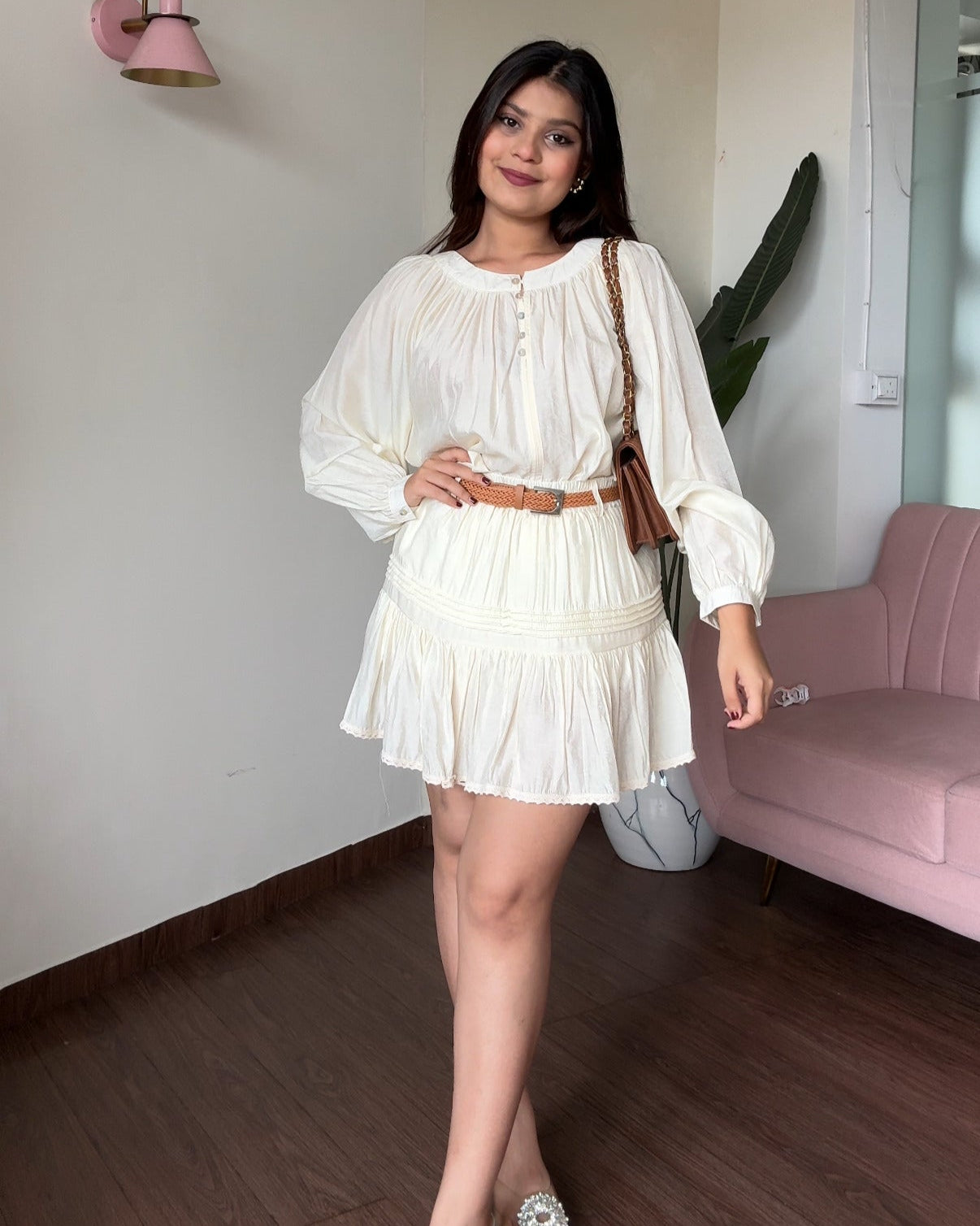 Frill Detailing Top And Skirt Set
