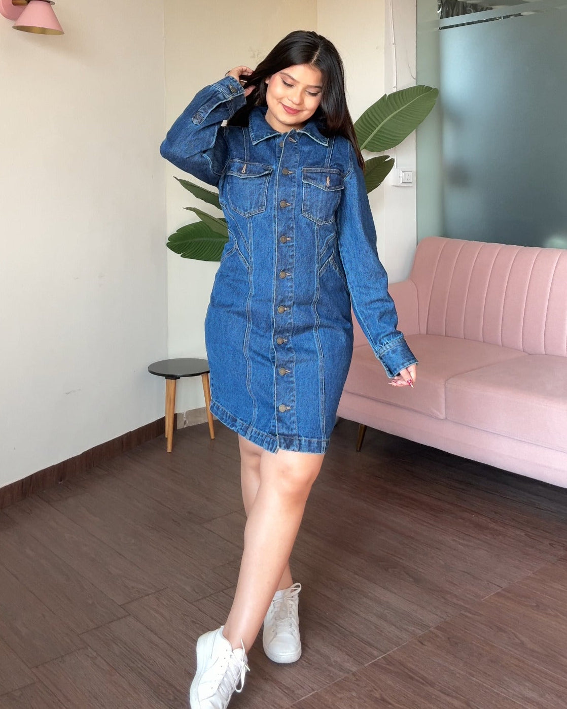Full Sleeve Fitted Denim Dress