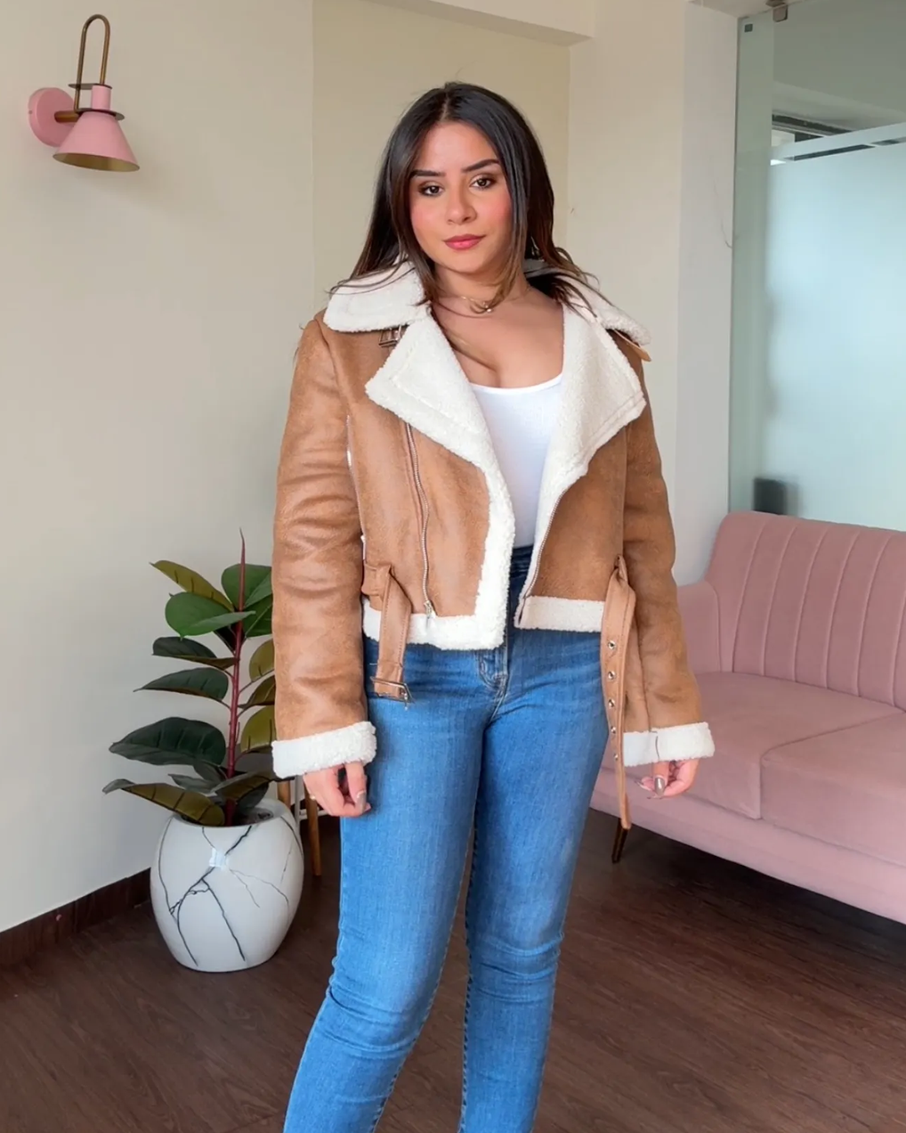 Fur Leather Biker Jacket