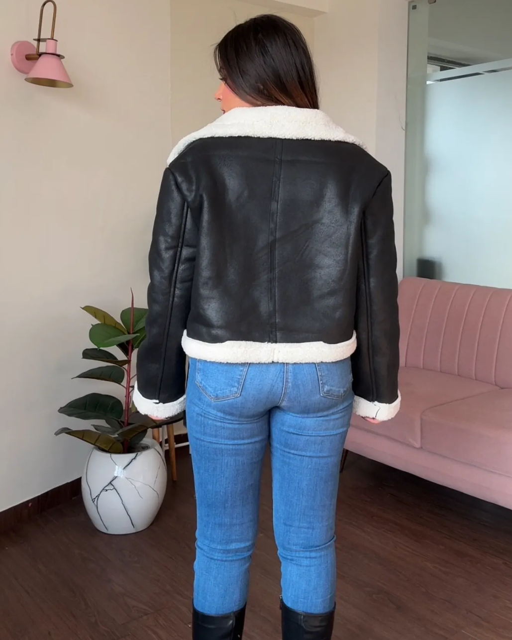 Fur Leather Biker Jacket
