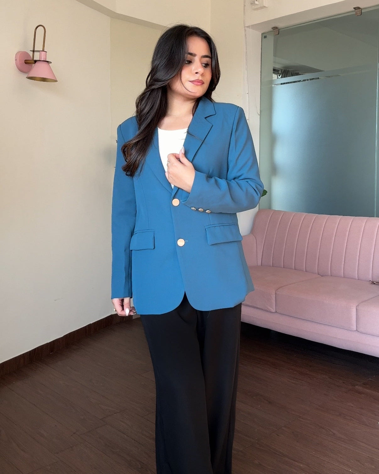 Golden Button Relaxed Fit Blazer