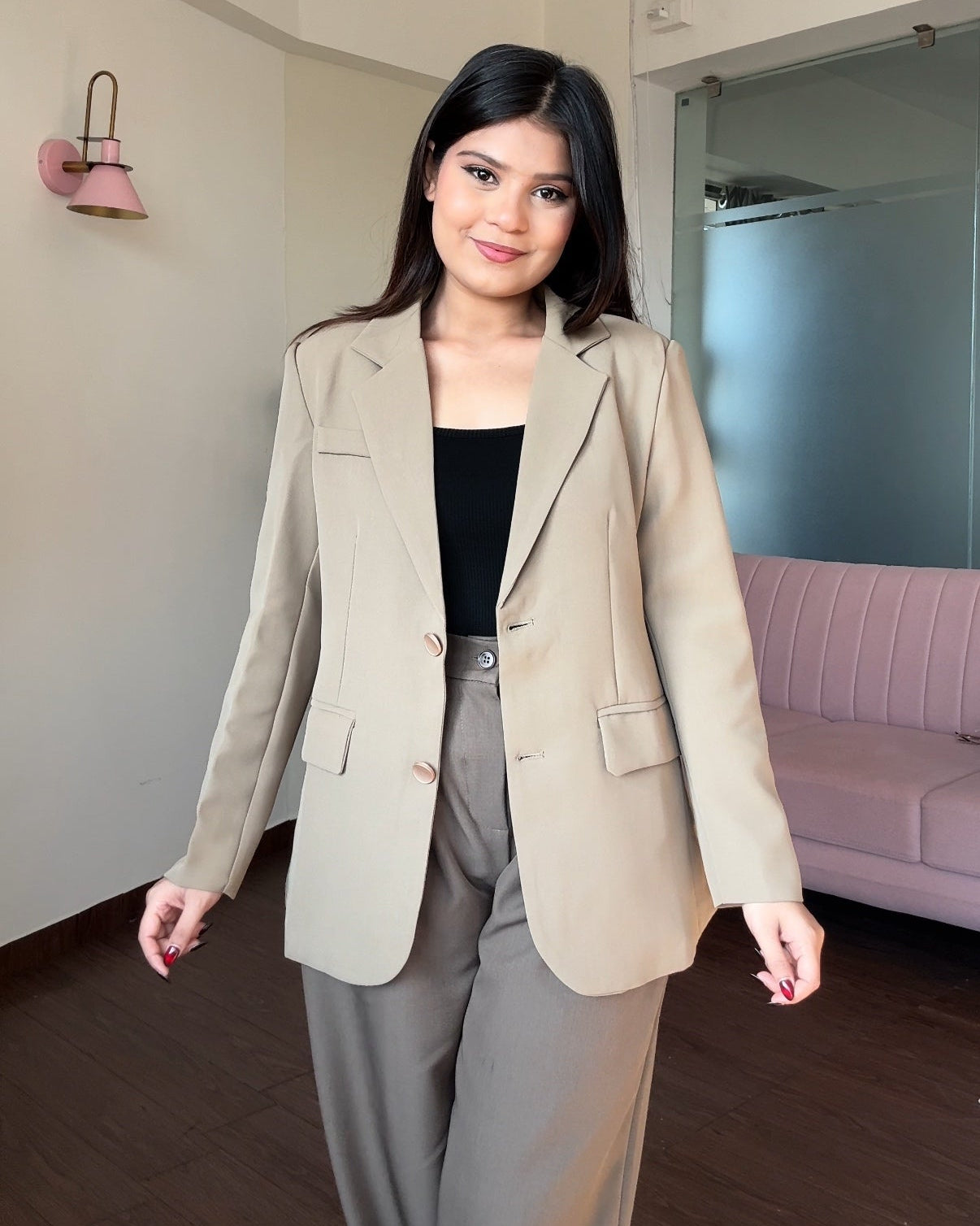 Golden Button Relaxed Fit Blazer