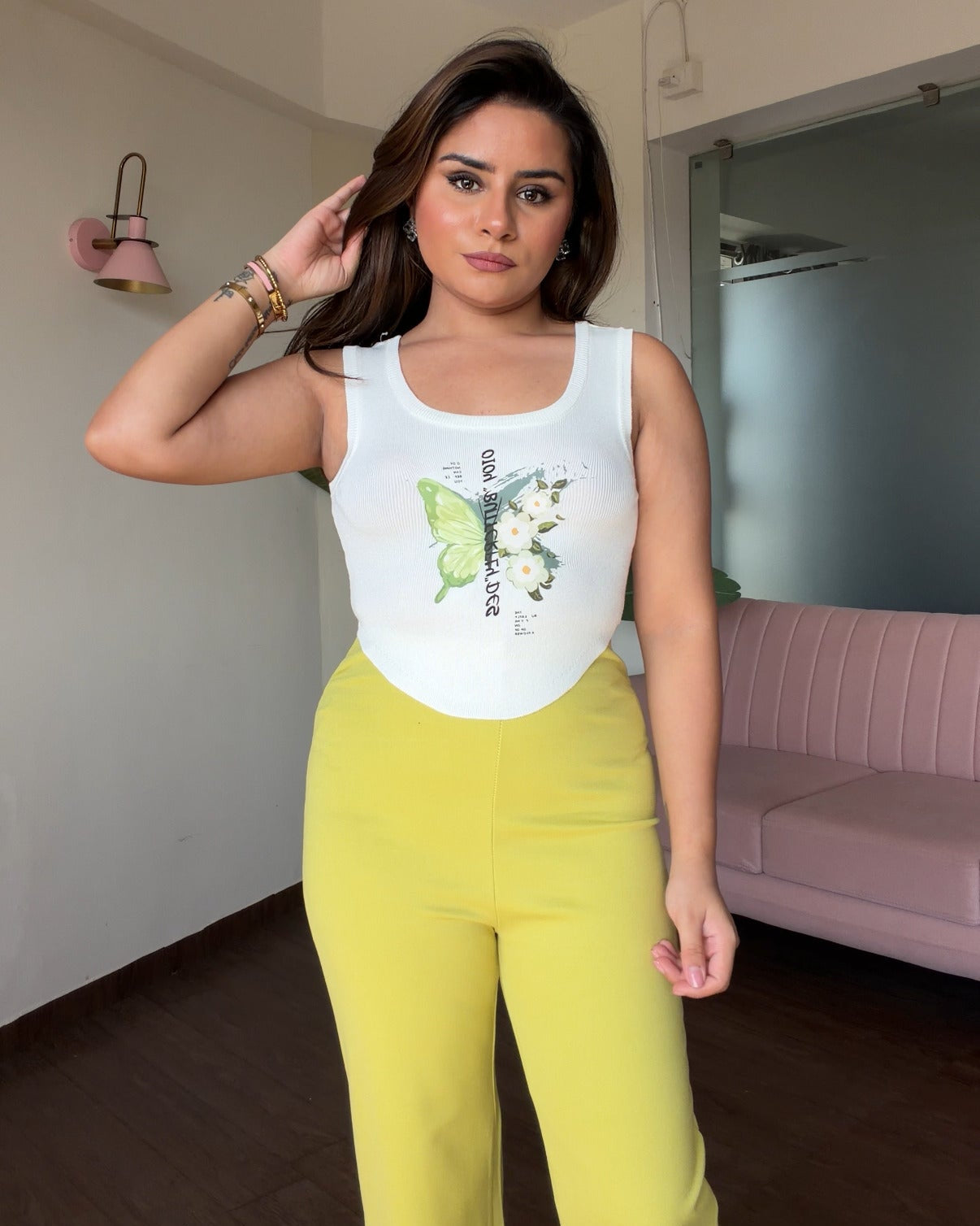 Graphic Tank Top And Pants Co-ord Set