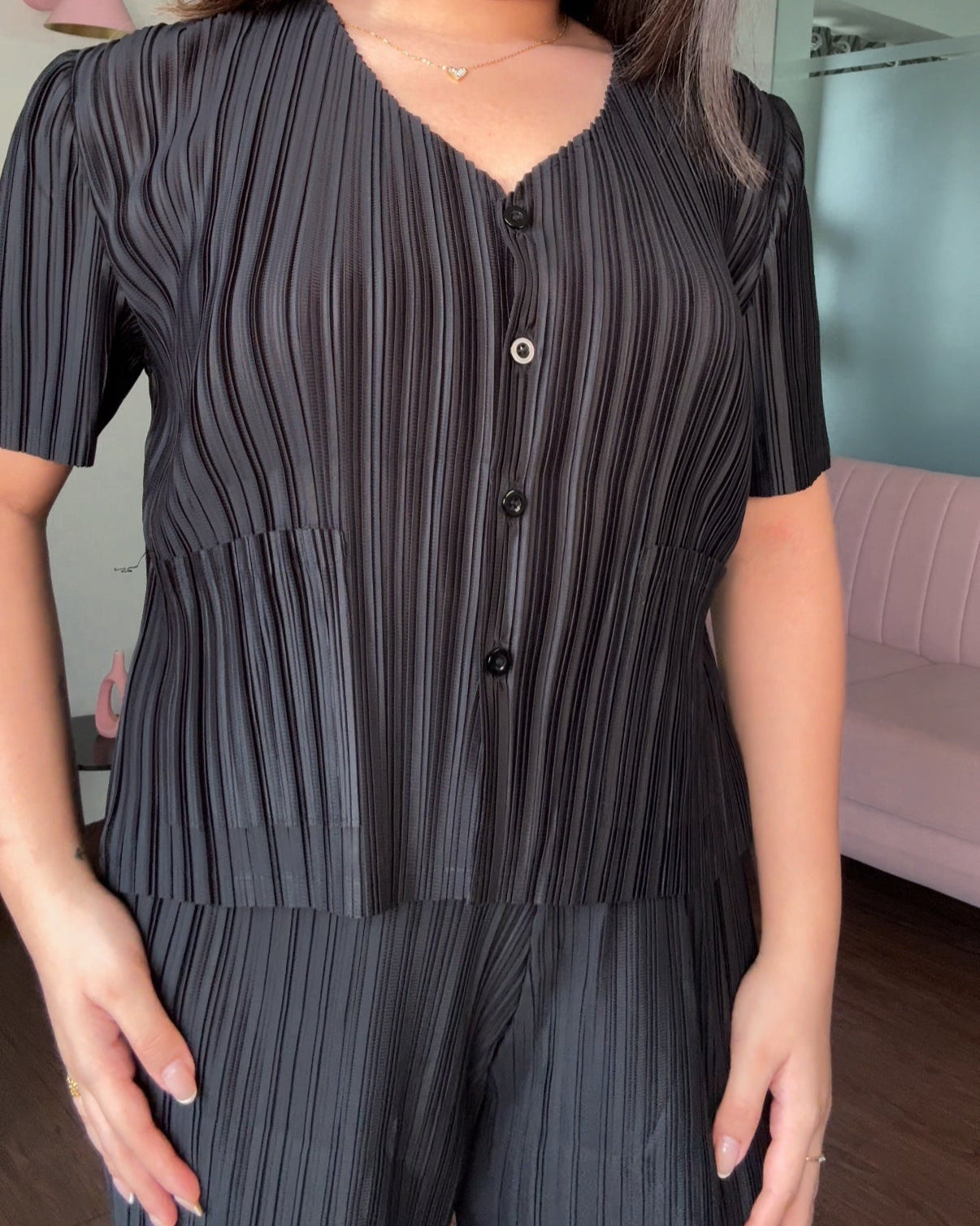 Half Sleeve Wrinkle Magic Fabric Co-ord Set