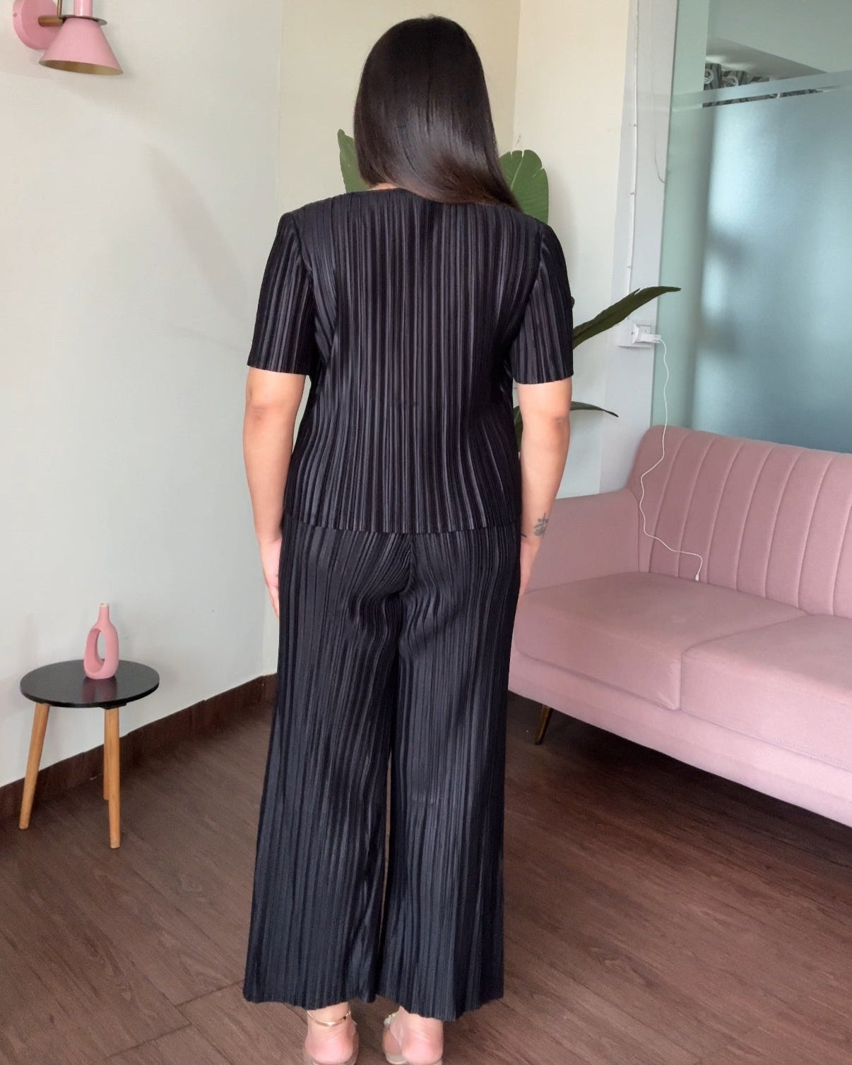 Half Sleeve Wrinkle Magic Fabric Co-ord Set