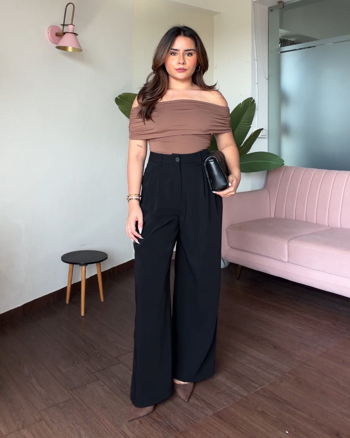 High Waisted Tailored Wide Leg Pants