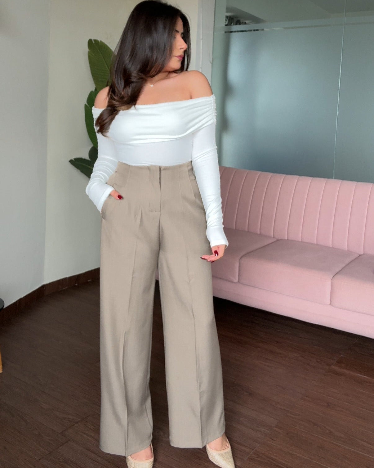 High Waisted Wide Leg Trousers