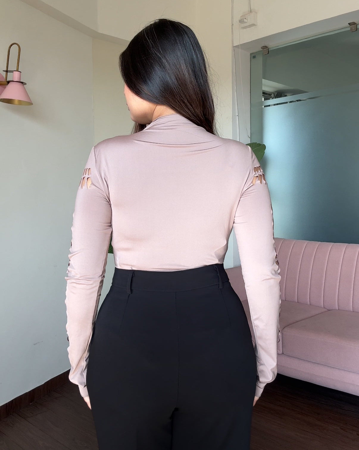 Cut Work Golden Stone Detailing Bodysuit