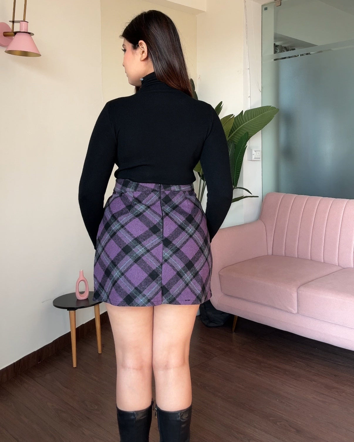 Violet Mini Skirt & Turtleneck Top